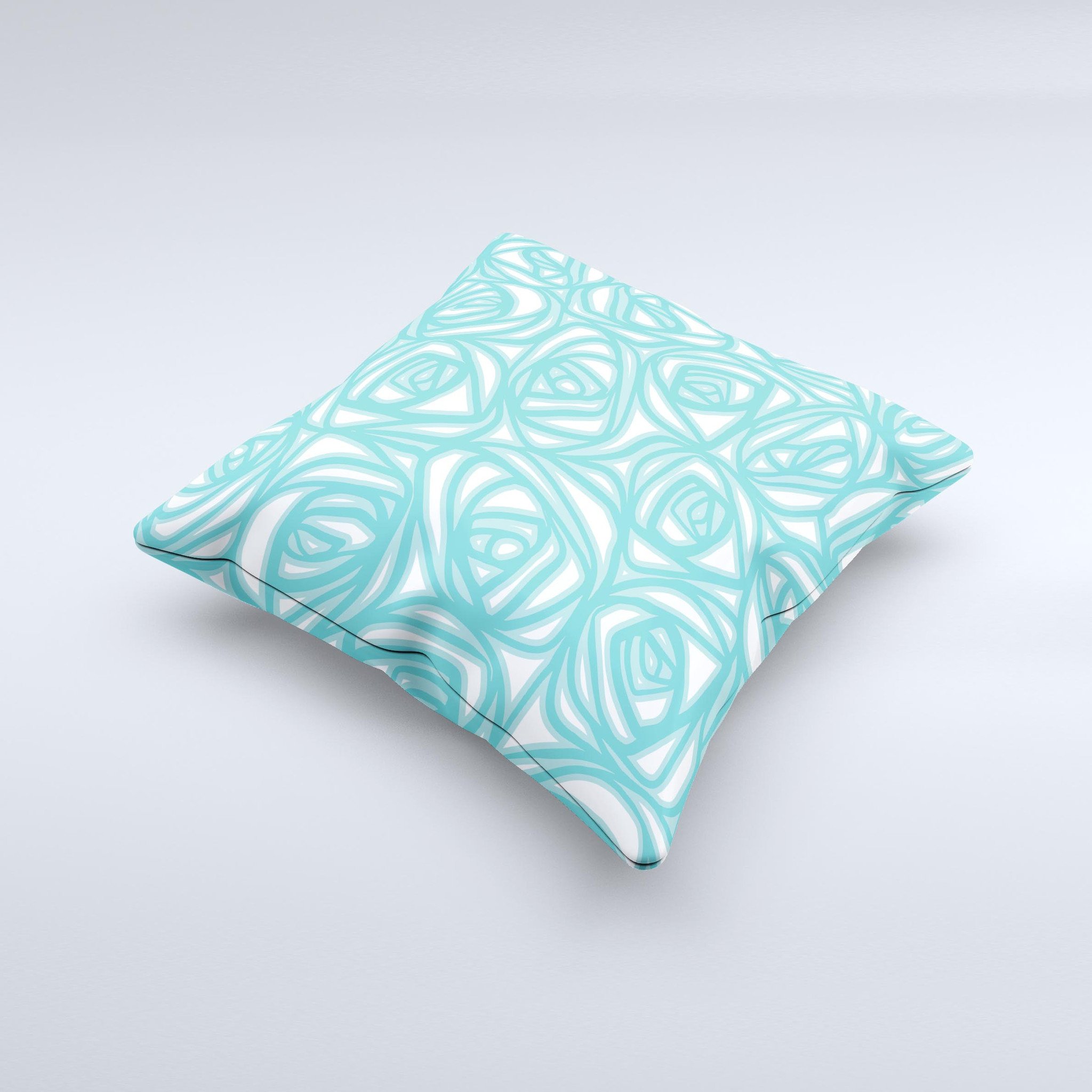 Vector Subtle Blues Pattern Ink-Fuzed Decorative Throw Pillow showcasing a unique handmade design with subtle blue hues.