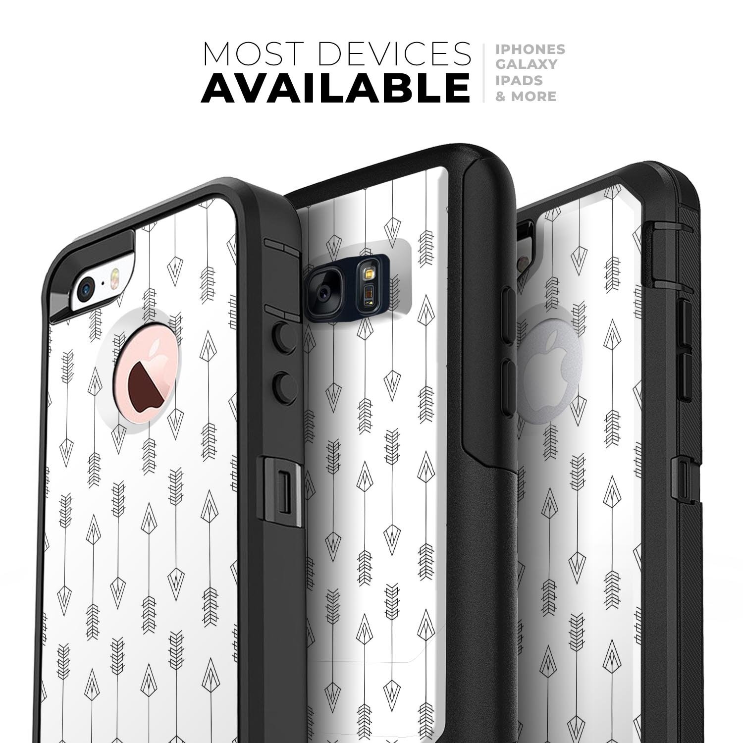 Vertical Ascending Arrows Skin Kit for iPhone OtterBox Cases showcasing a stylish design and premium materials.