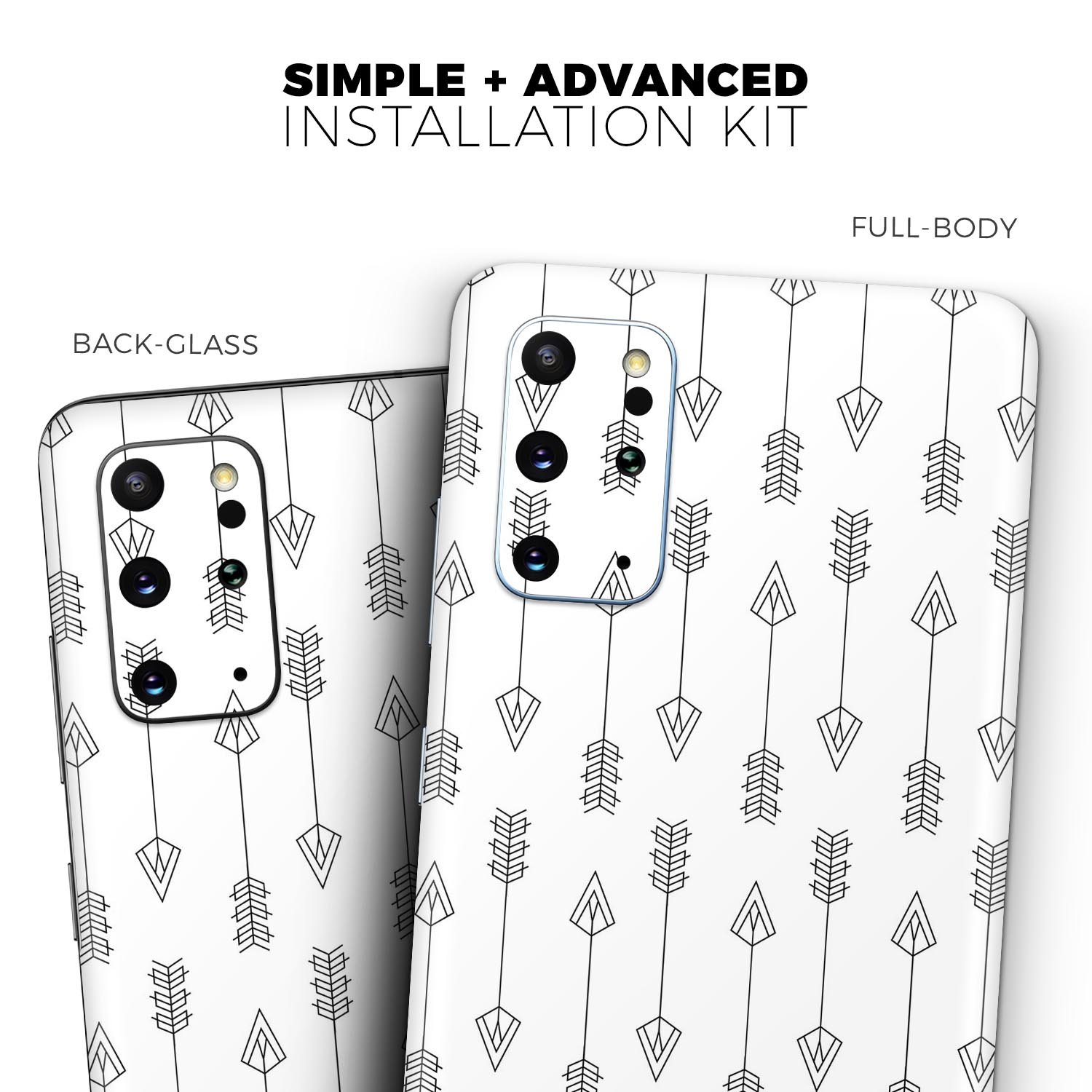 Vertical Ascending Arrows Skin-Kit for Samsung Galaxy S-Series, showcasing vibrant design and premium vinyl material.