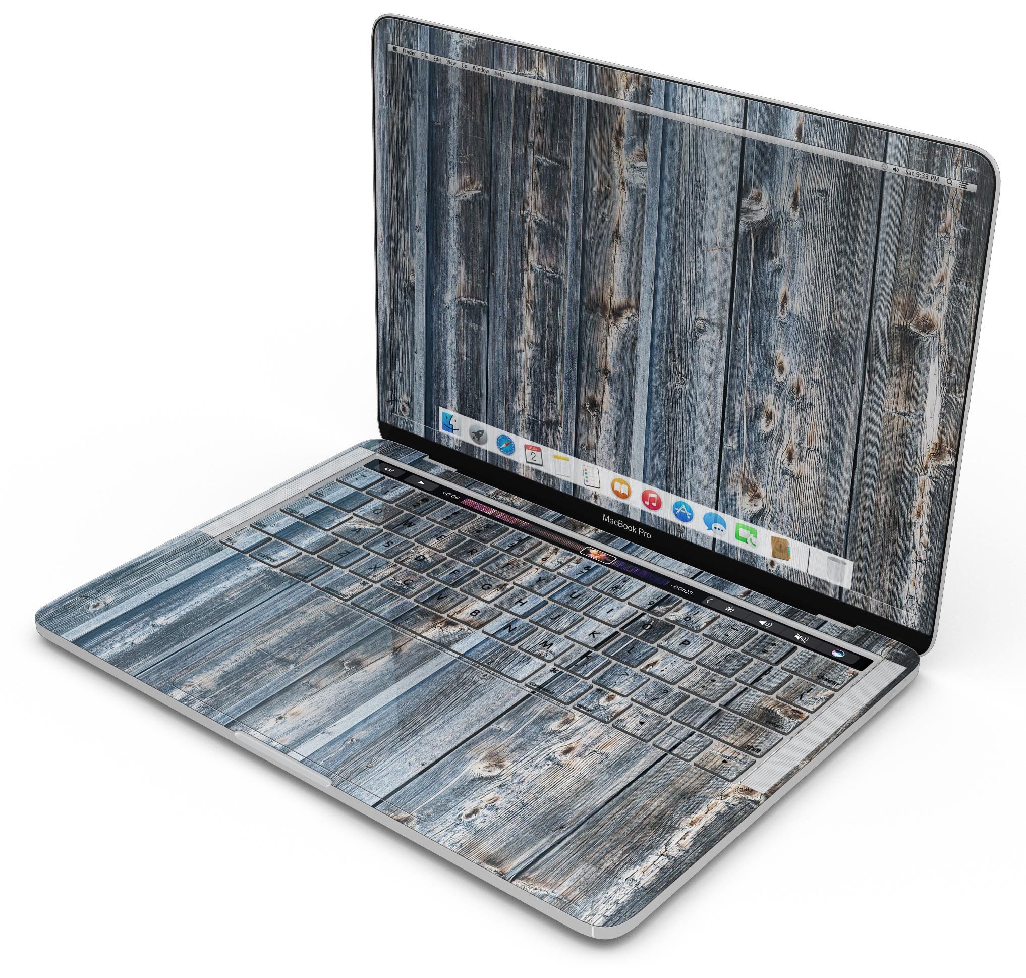 Vertical Planks of Wood skin decal wrap kit for MacBook, showcasing a rustic wood grain design for stylish protection.