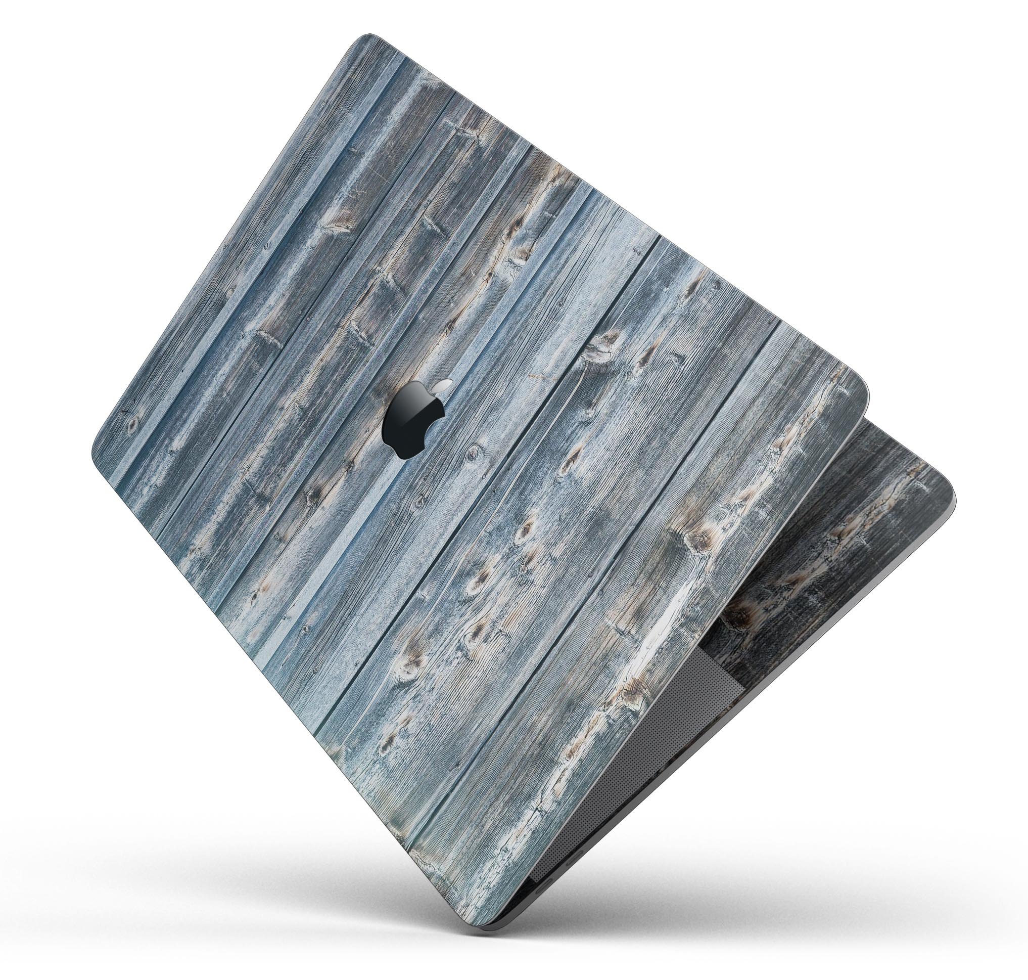 Vertical Planks of Wood skin decal wrap kit for MacBook, showcasing a rustic wood grain design for stylish protection.