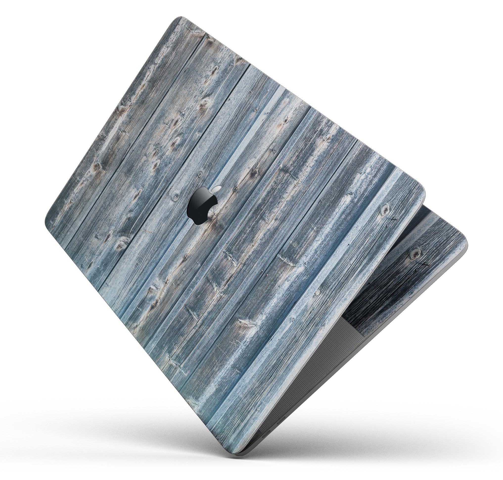 Vertical Planks of Wood skin decal wrap kit for MacBook, showcasing a stylish wood design that protects the device.