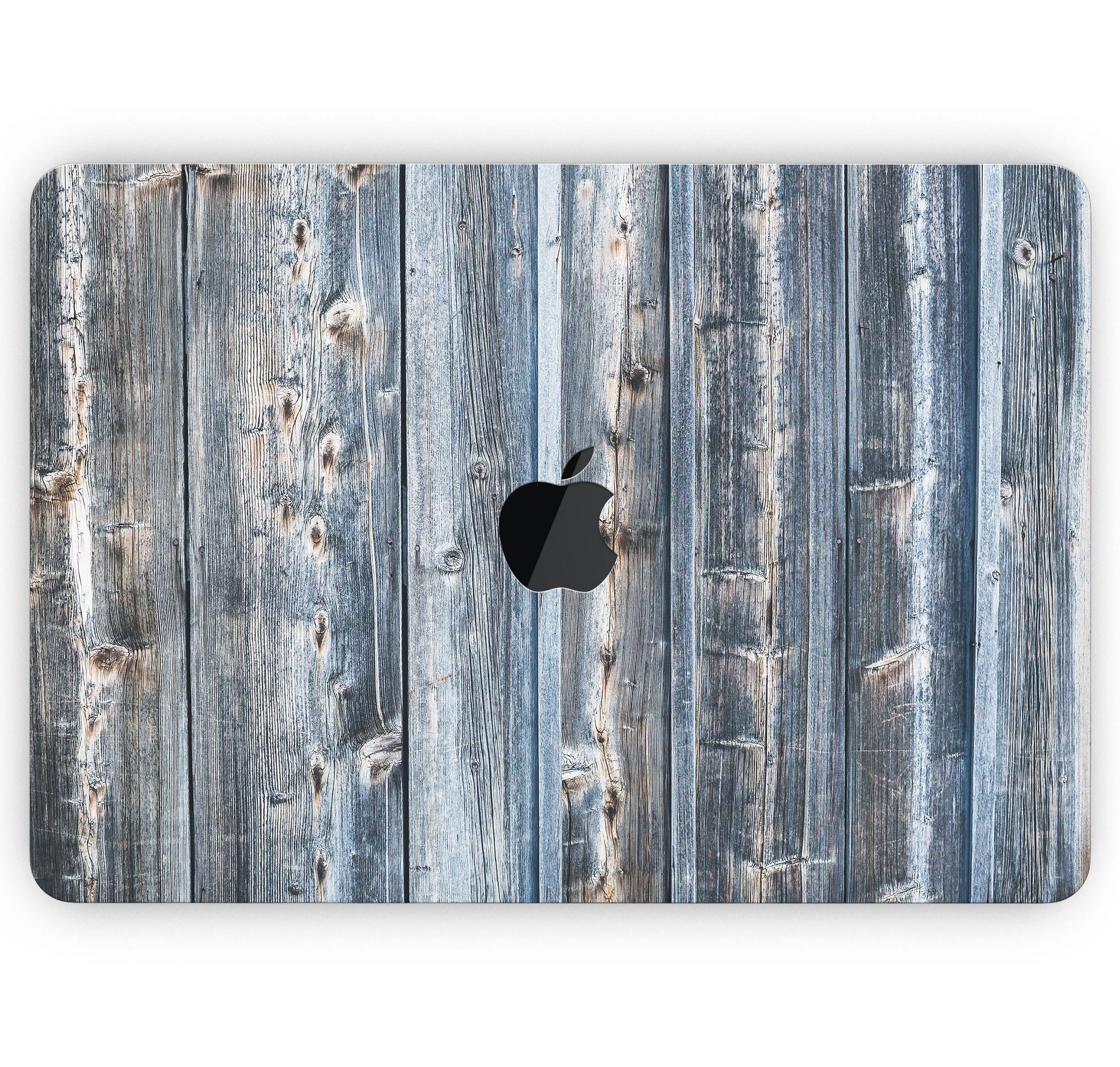 Vertical Planks of Wood skin decal wrap kit for MacBook, showcasing a stylish wood design that protects the device.