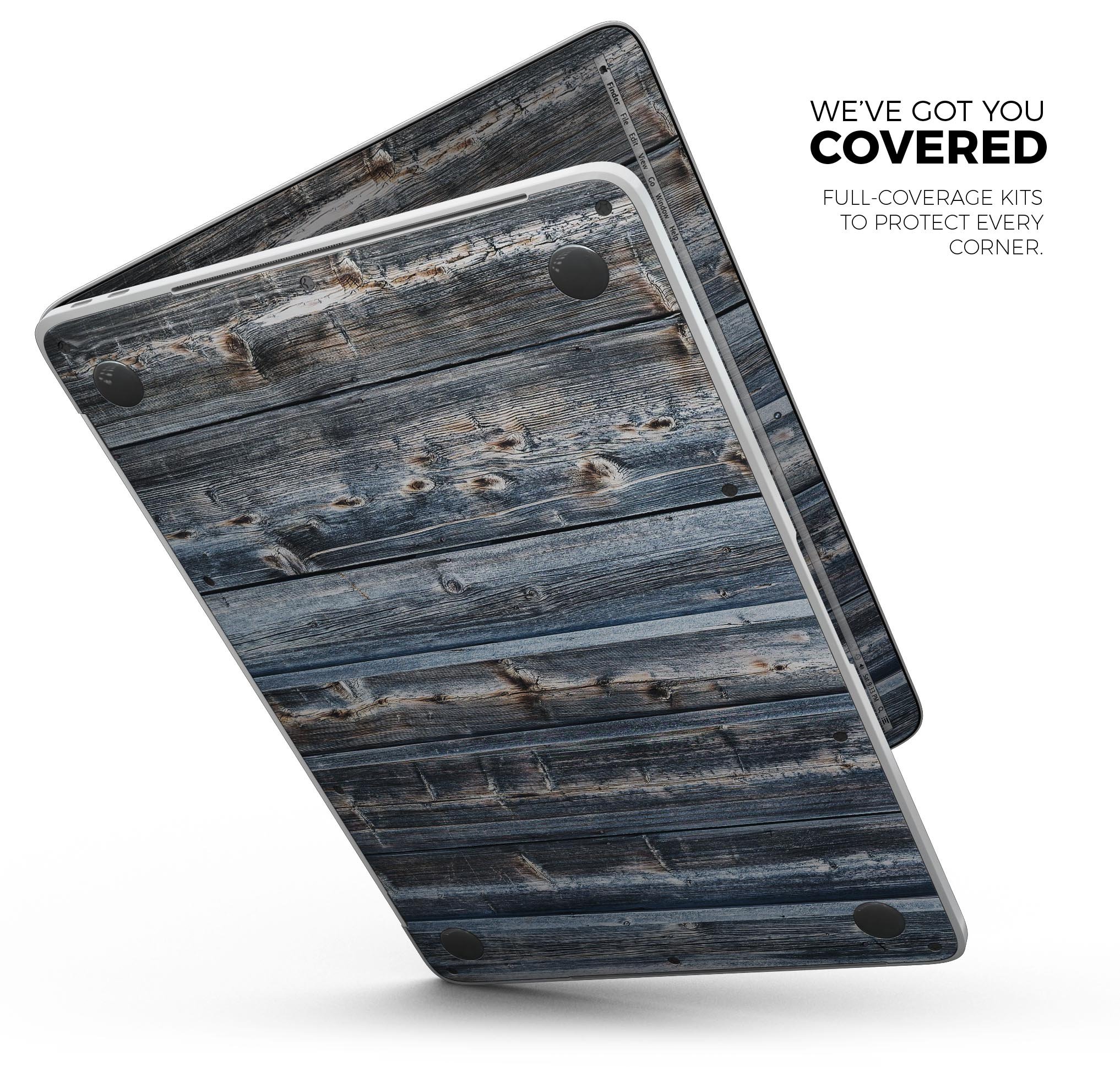 Vertical Planks of Wood skin decal wrap kit for MacBook, showcasing a stylish wood design that protects the device.