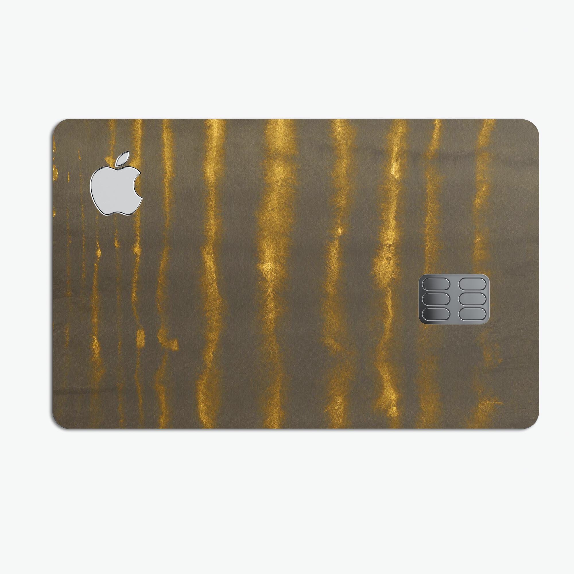 Verticle Golden Wire decal skin-kit for Apple Card, showcasing premium vinyl material and stylish design.