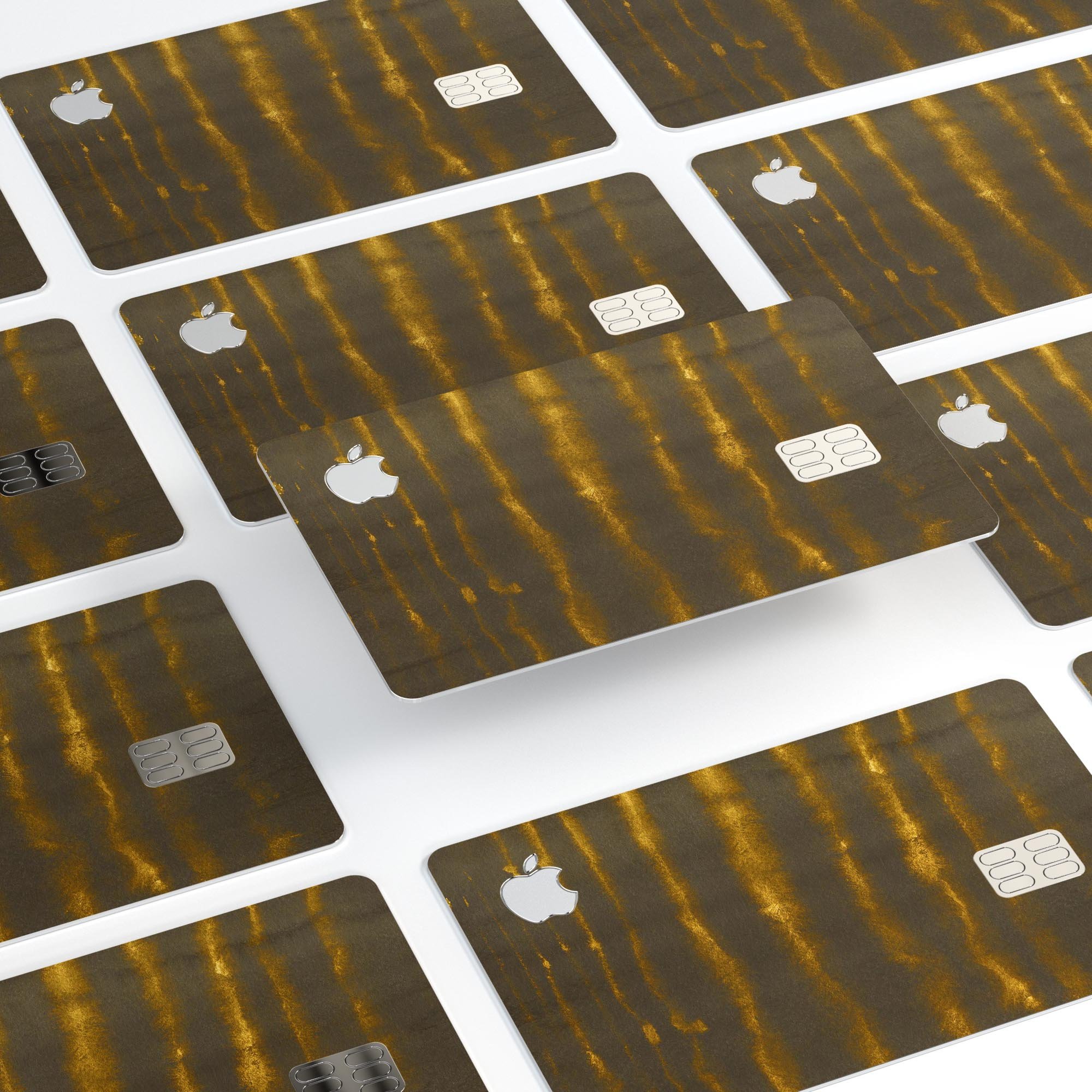 Verticle Golden Wire decal skin-kit for Apple Card, showcasing premium vinyl material and stylish design.