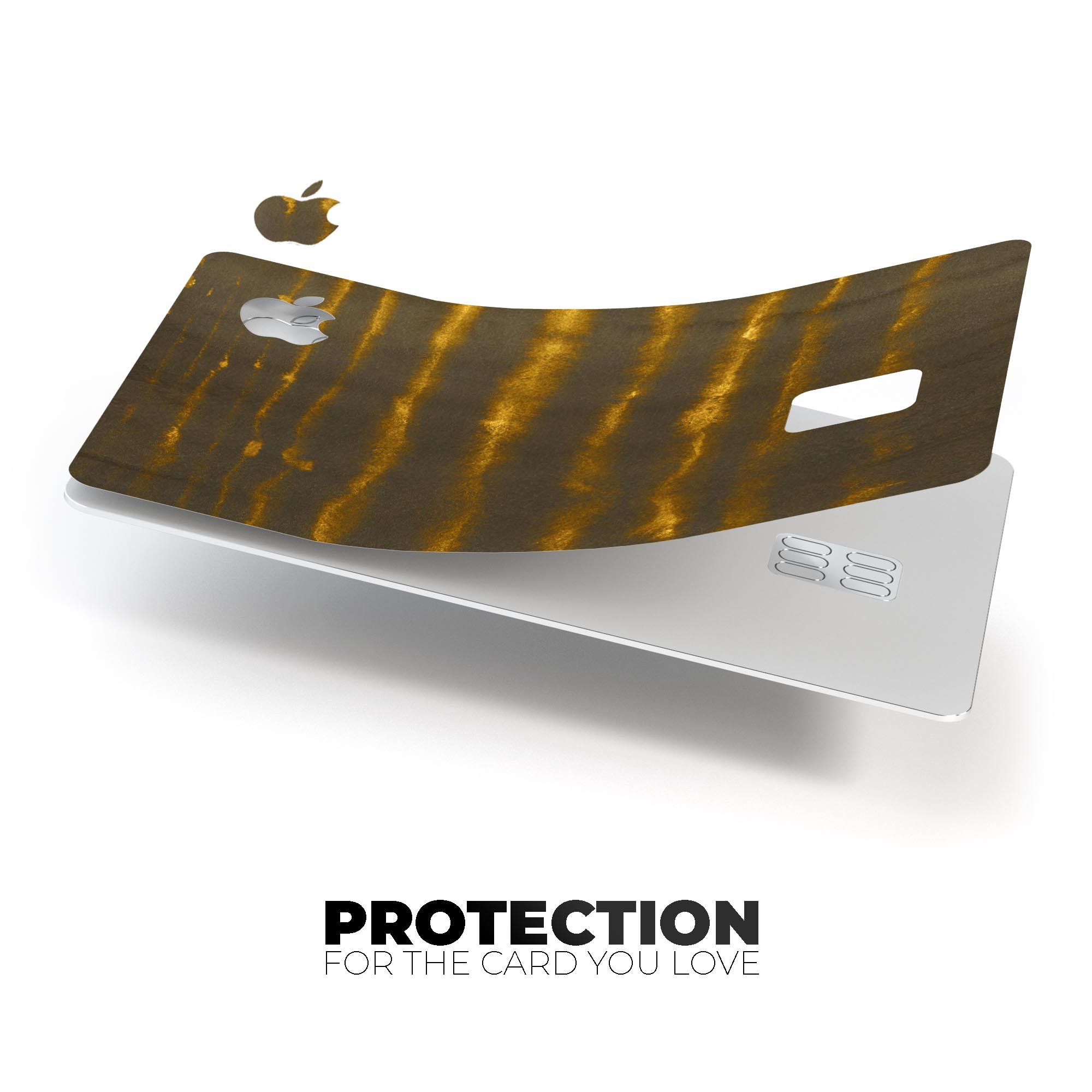 Verticle Golden Wire decal skin-kit for Apple Card, showcasing premium vinyl material and stylish design.