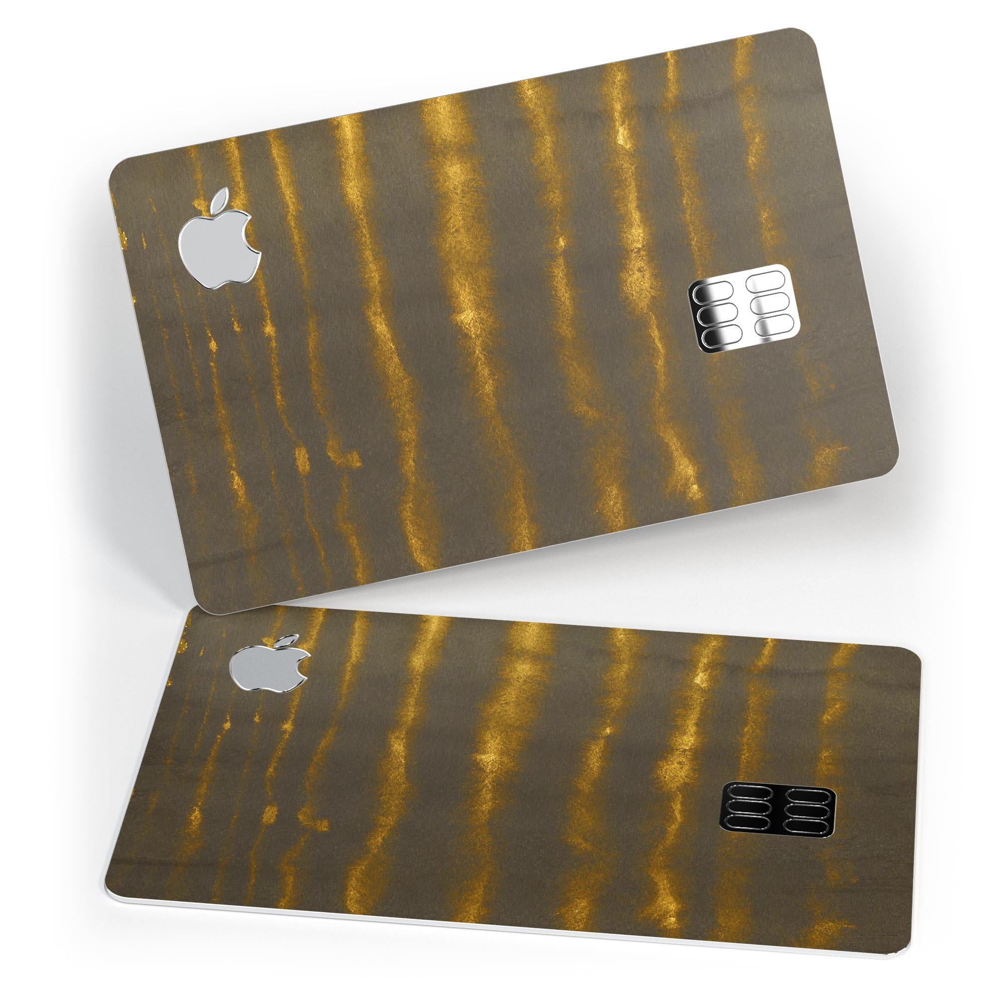 Verticle Golden Wire decal skin-kit for Apple Card, showcasing premium vinyl material and stylish design.