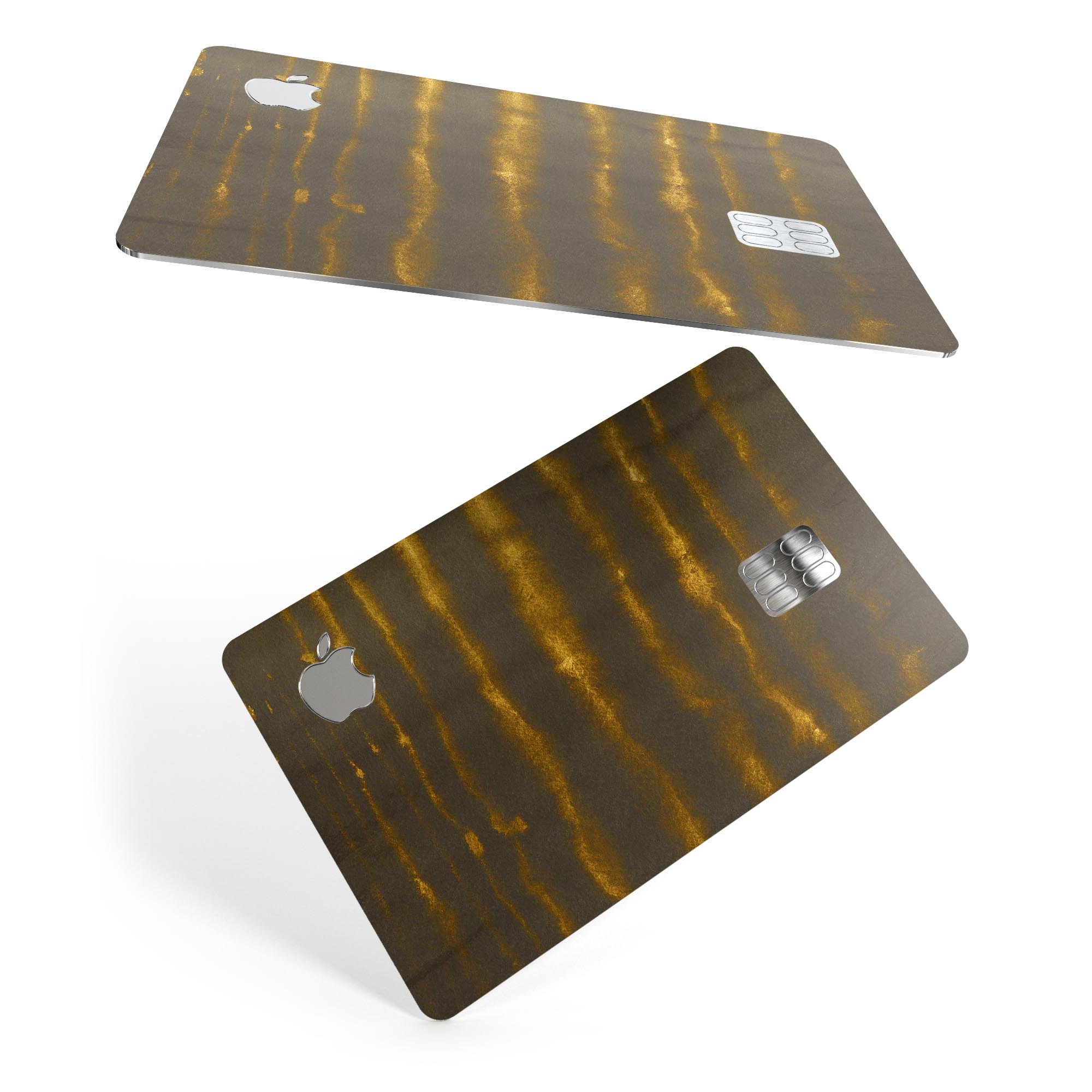 Verticle Golden Wire decal skin-kit for Apple Card, showcasing premium vinyl material and stylish design.