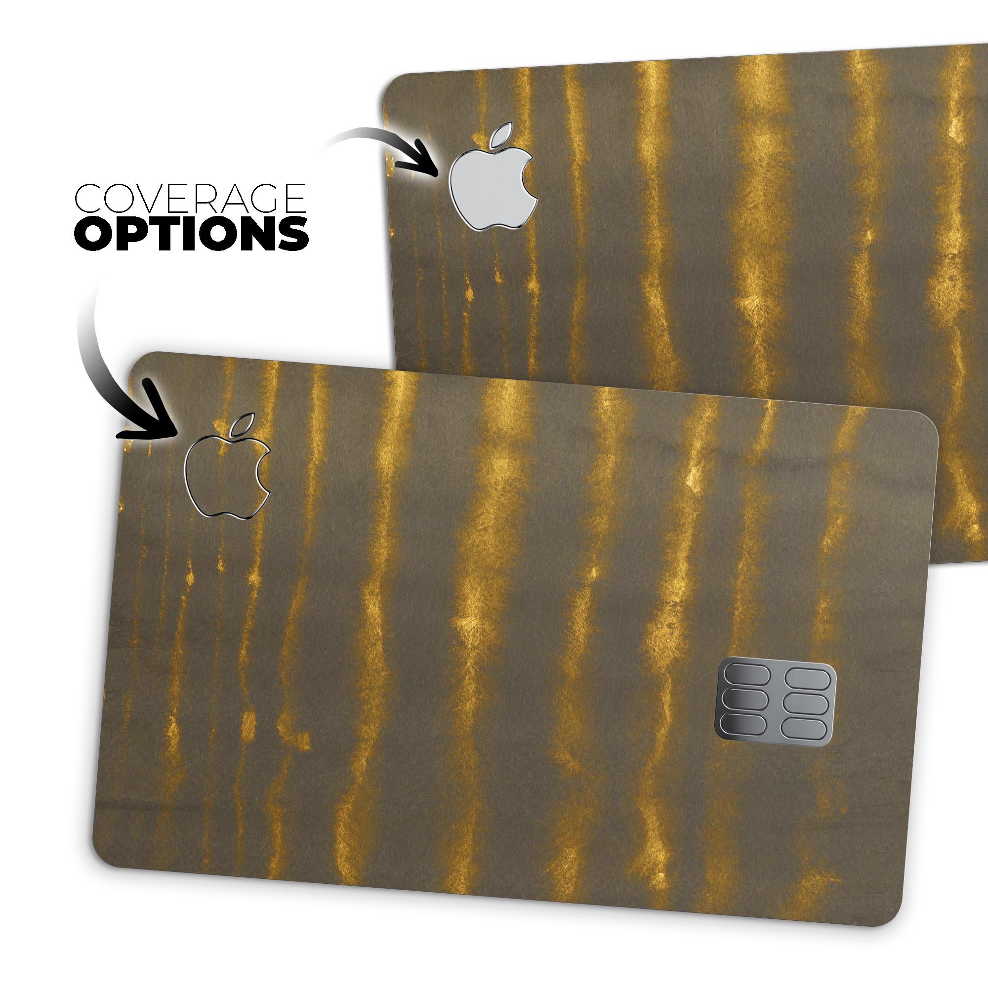 Verticle Golden Wire decal skin-kit for Apple Card, showcasing premium vinyl material and stylish design.