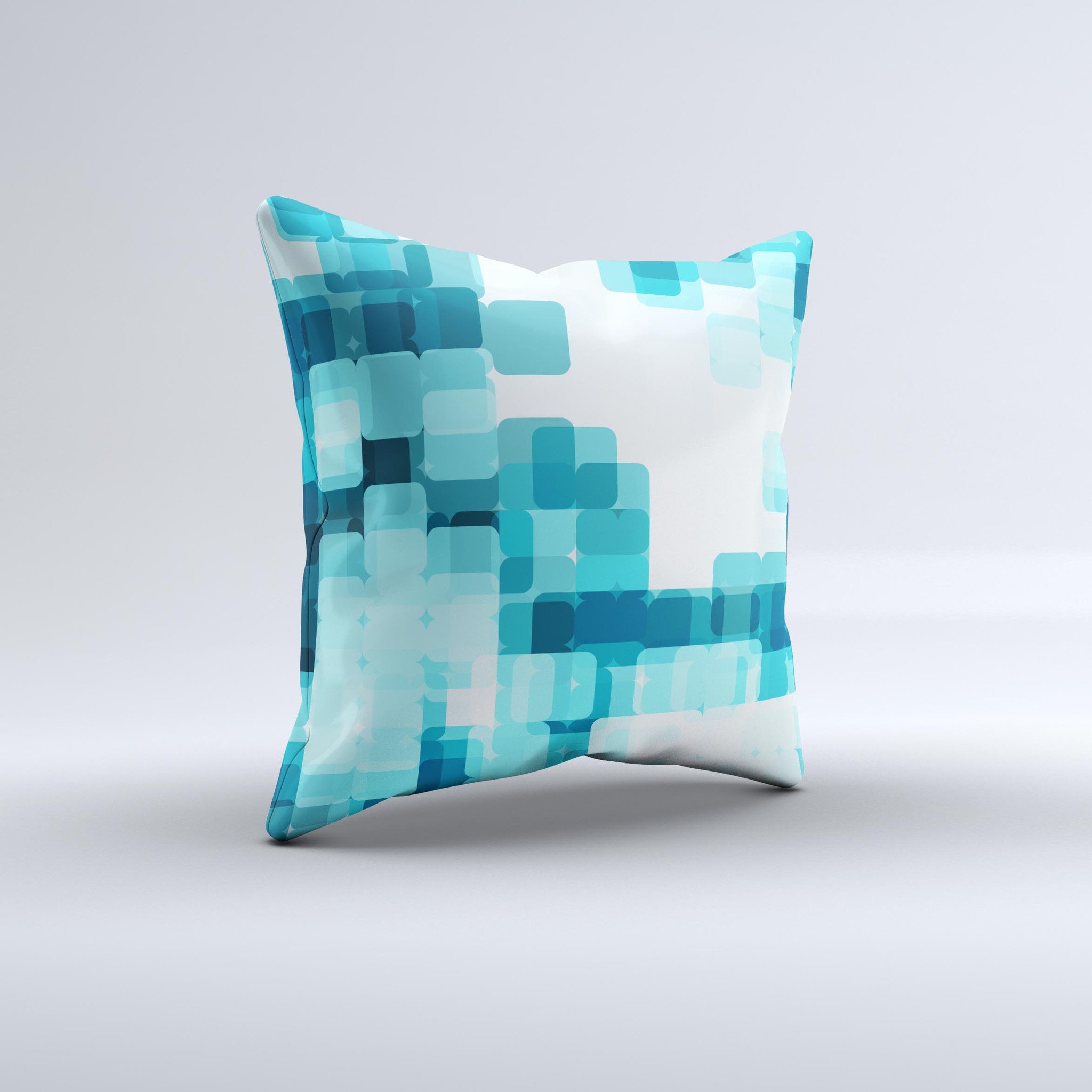 Vibrant Blue HD Blocks decorative throw pillow featuring intricate block designs, handcrafted in Virginia with high-quality materials.