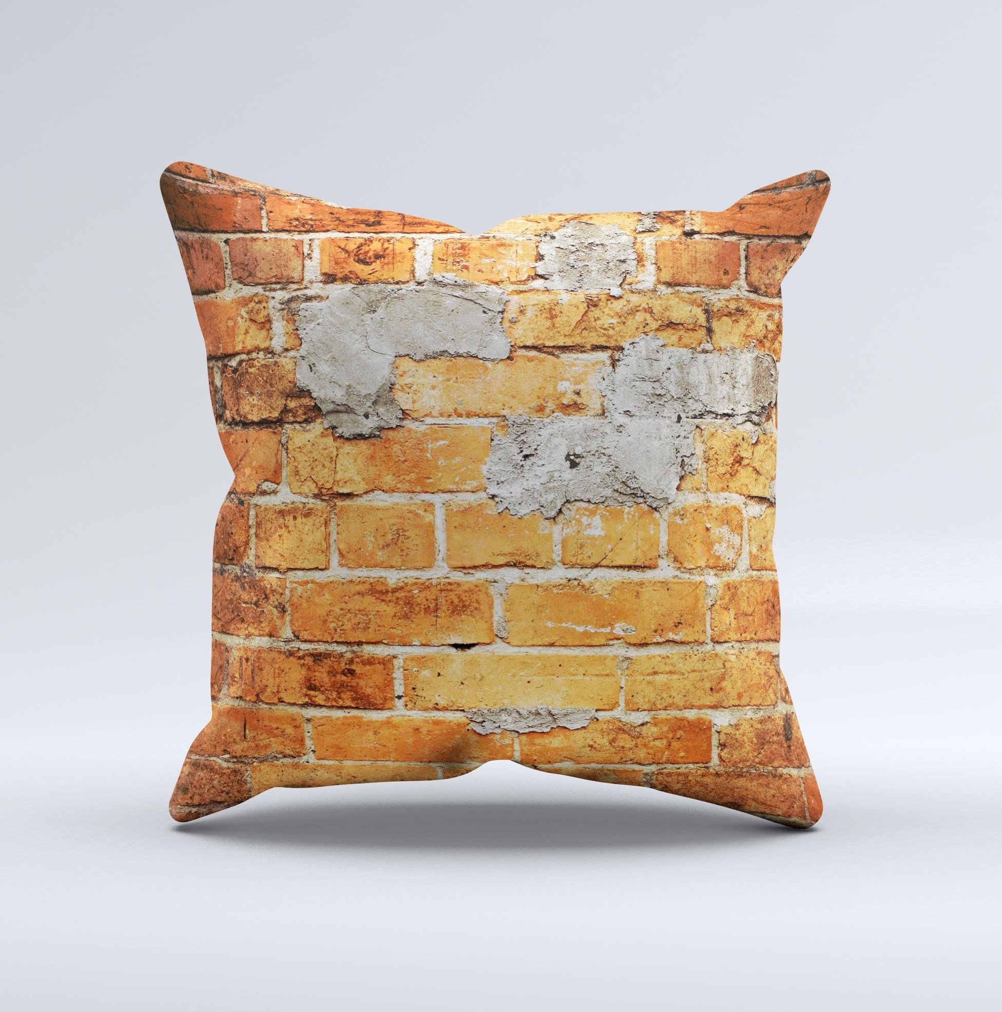 Vibrant Brick Wall Ink-Fuzed Decorative Throw Pillow showcasing a colorful brick wall design, perfect for home decor.