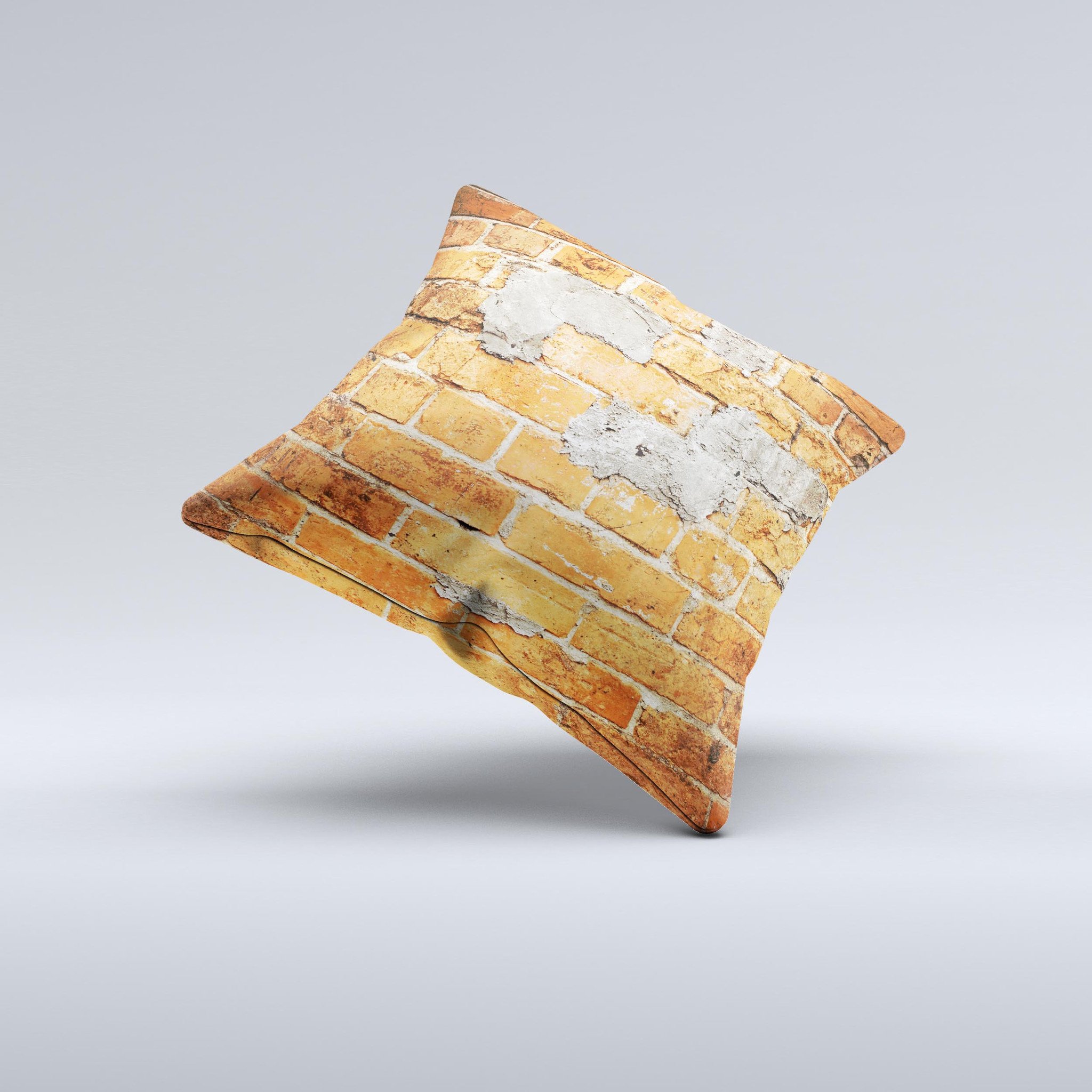 Vibrant Brick Wall Ink-Fuzed Decorative Throw Pillow showcasing a colorful brick wall design, perfect for home decor.