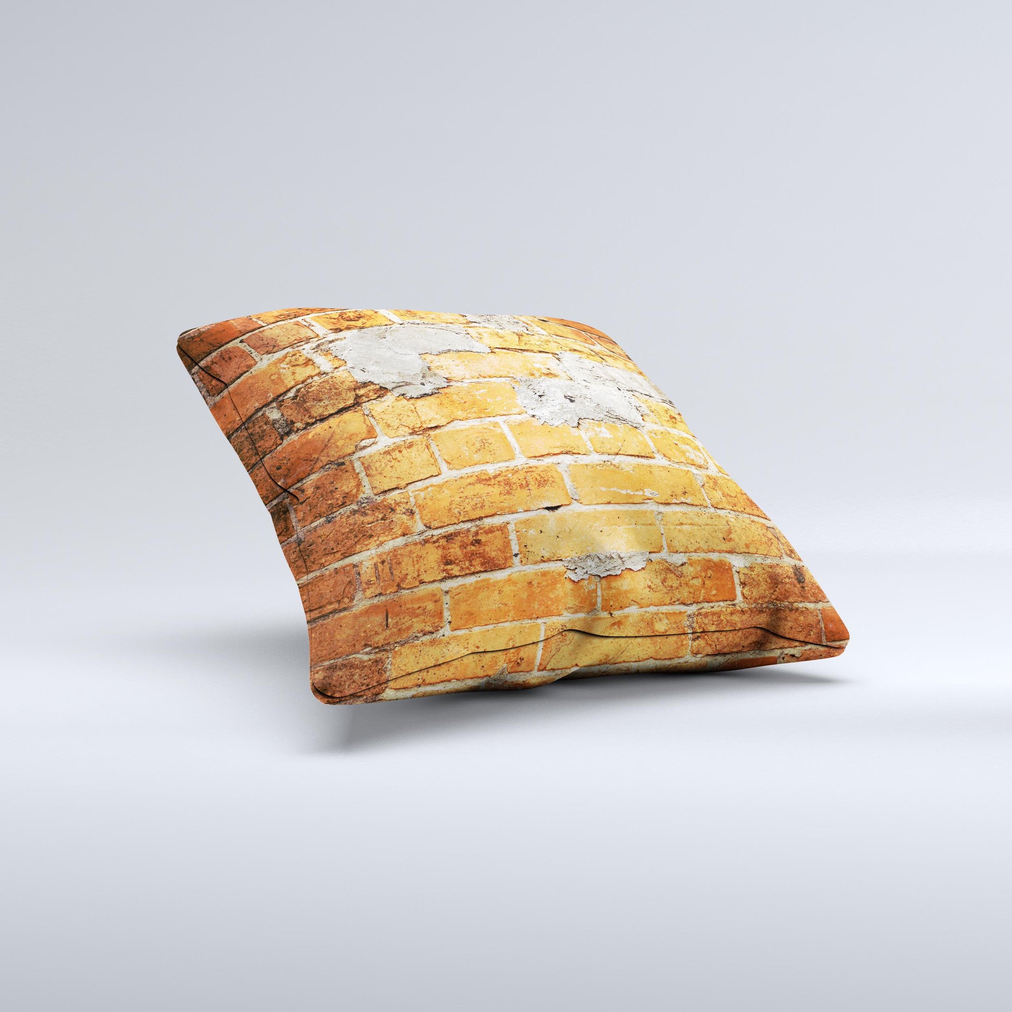 Vibrant Brick Wall Ink-Fuzed Decorative Throw Pillow showcasing a colorful brick wall design, perfect for home decor.