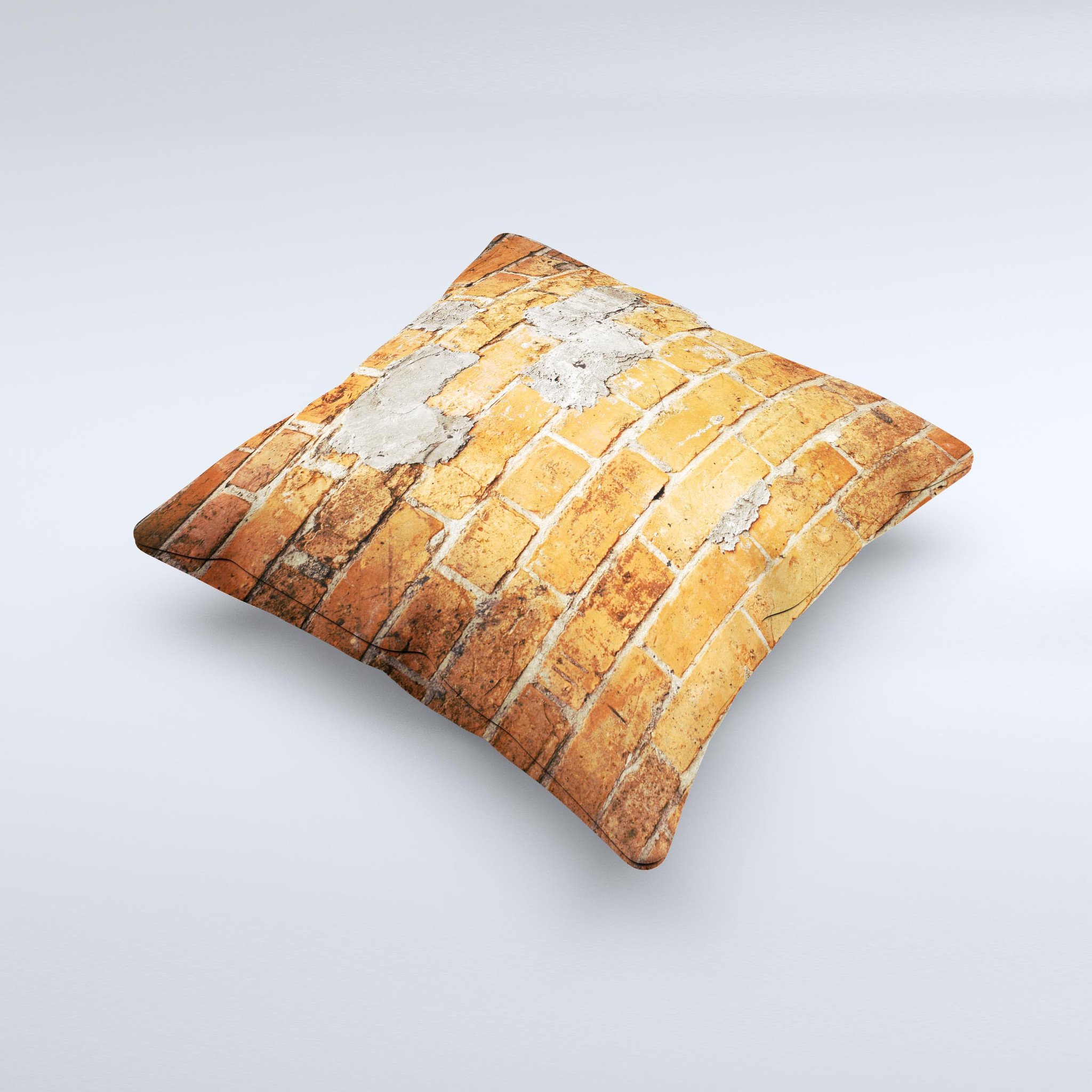 Vibrant Brick Wall Ink-Fuzed Decorative Throw Pillow showcasing a colorful brick wall design, perfect for home decor.