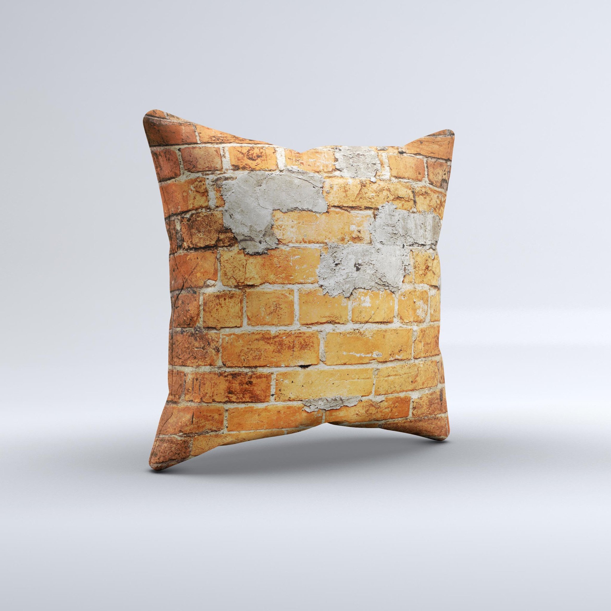 Vibrant Brick Wall Ink-Fuzed Decorative Throw Pillow showcasing a colorful brick wall design, perfect for home decor.