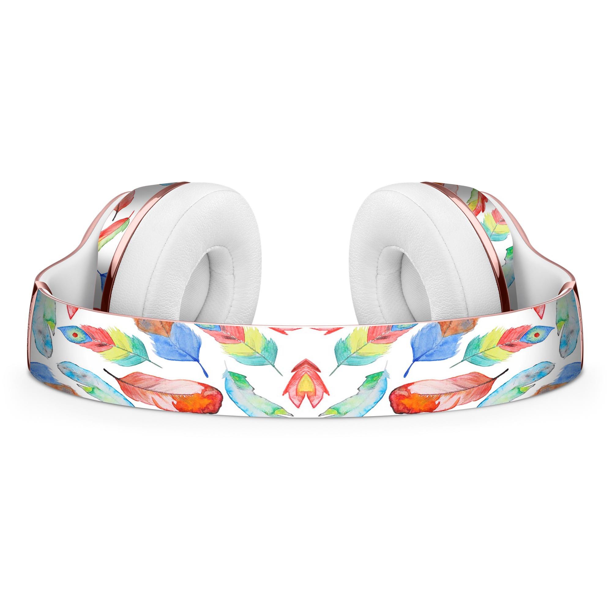 Vibrant Colorful Brushed Feathers Full-Body Skin Kit for Beats by Dre Solo 3 Wireless Headphones, showcasing a stylish design and premium vinyl material.