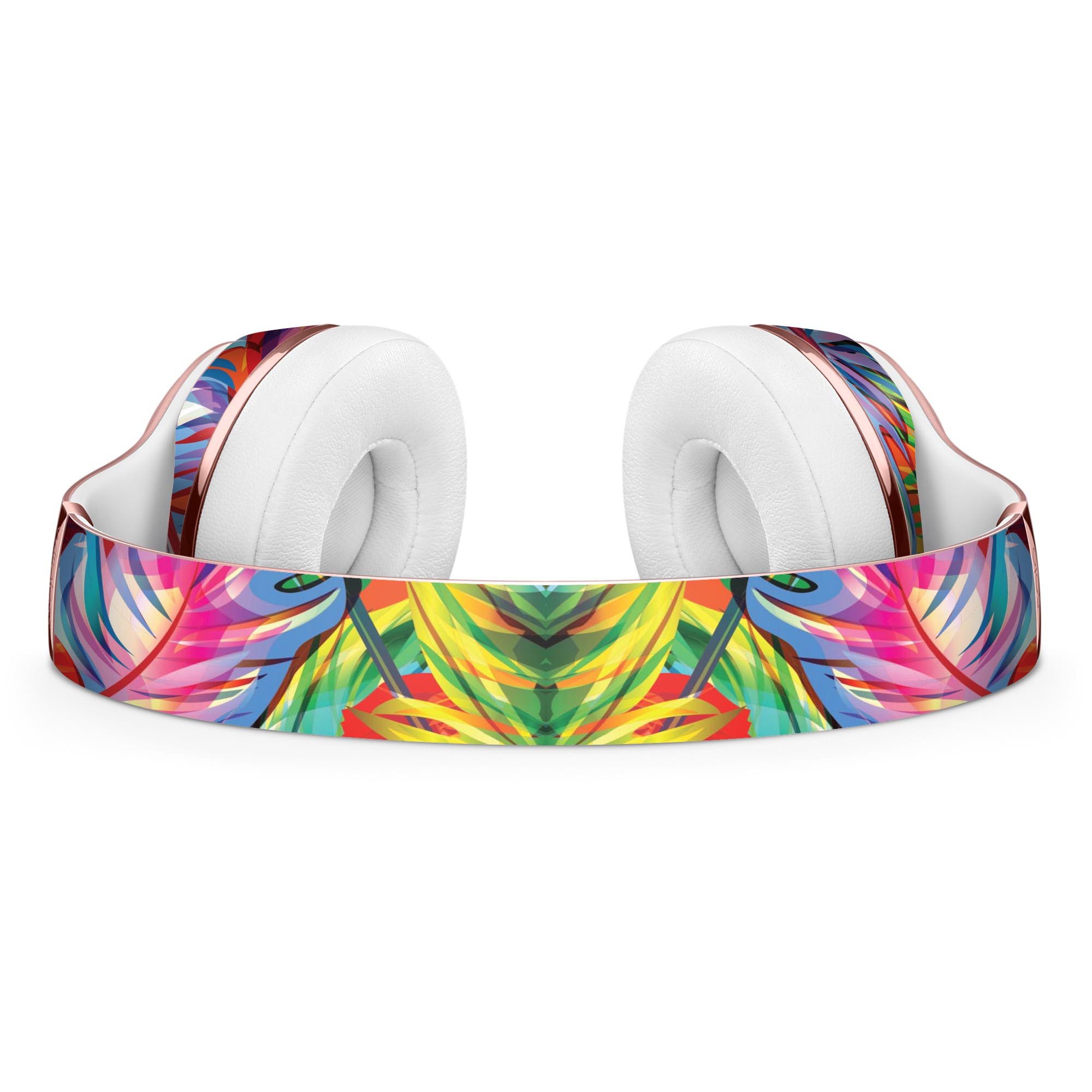 Vibrant Colorful Feathers Full-Body Skin Kit for Beats by Dre Solo 3 Wireless Headphones, showcasing a colorful feather design.