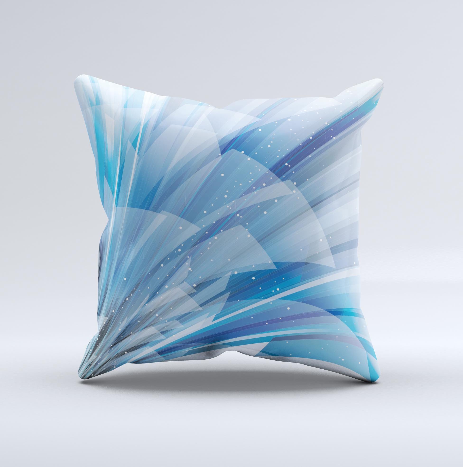 Vibrant Curving Blue HD Lines Decorative Throw Pillow showcasing unique handcrafted design with high-quality fabric.