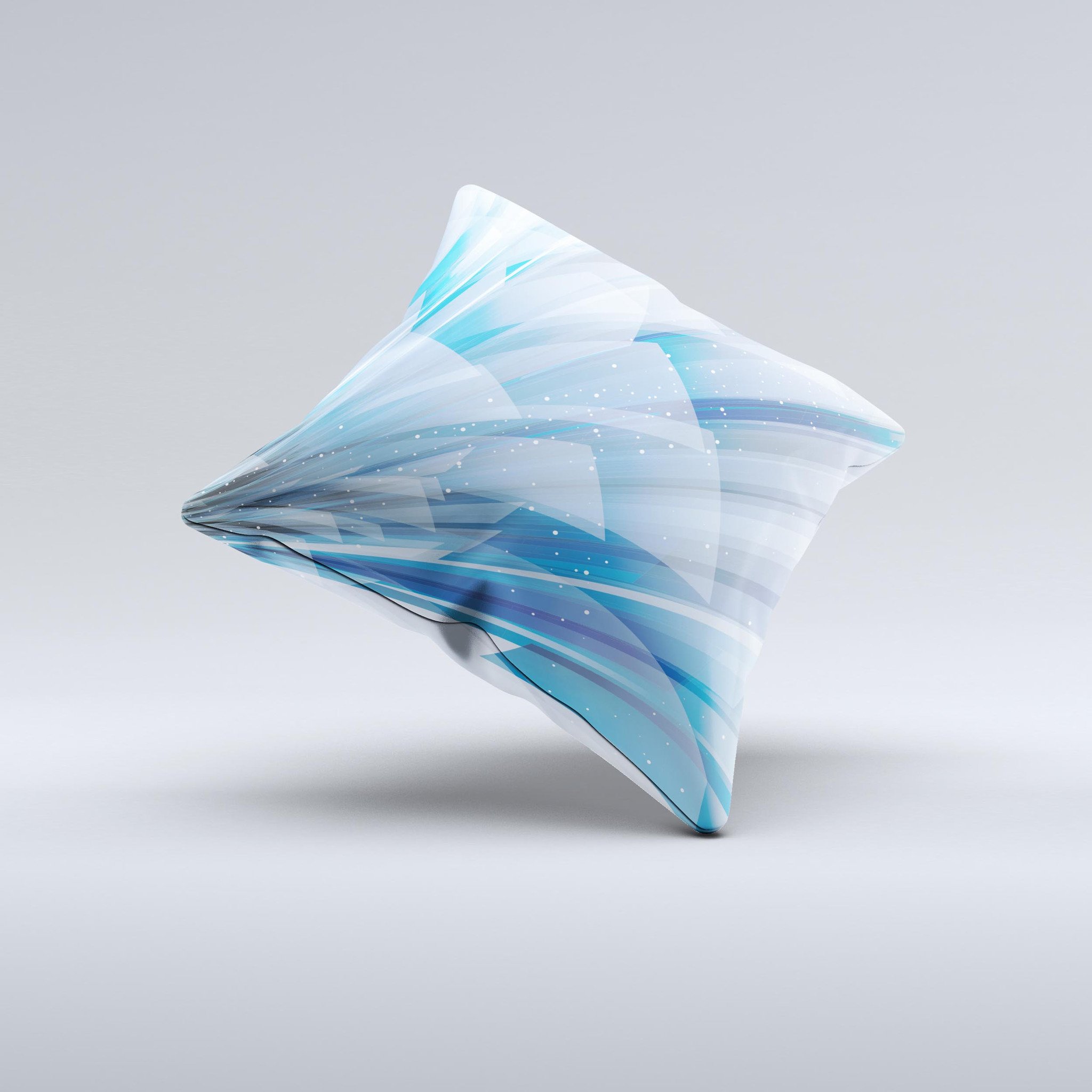 Vibrant Curving Blue HD Lines Decorative Throw Pillow showcasing unique handcrafted design with high-quality fabric.