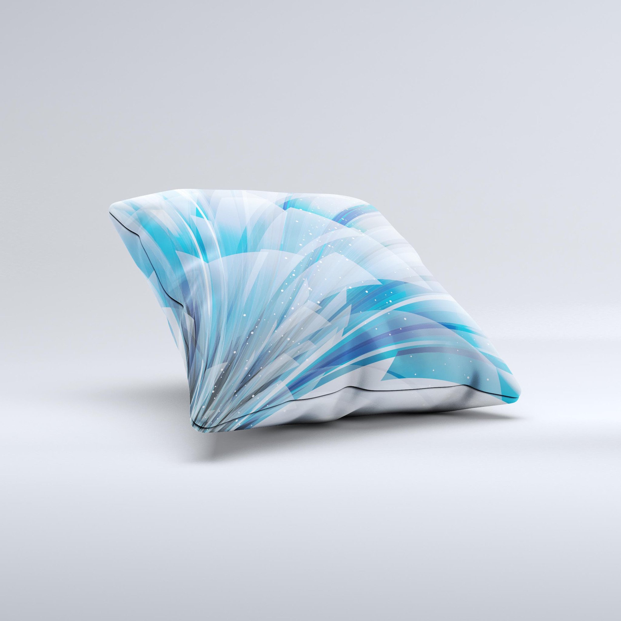 Vibrant Curving Blue HD Lines Decorative Throw Pillow showcasing unique handcrafted design with high-quality fabric.