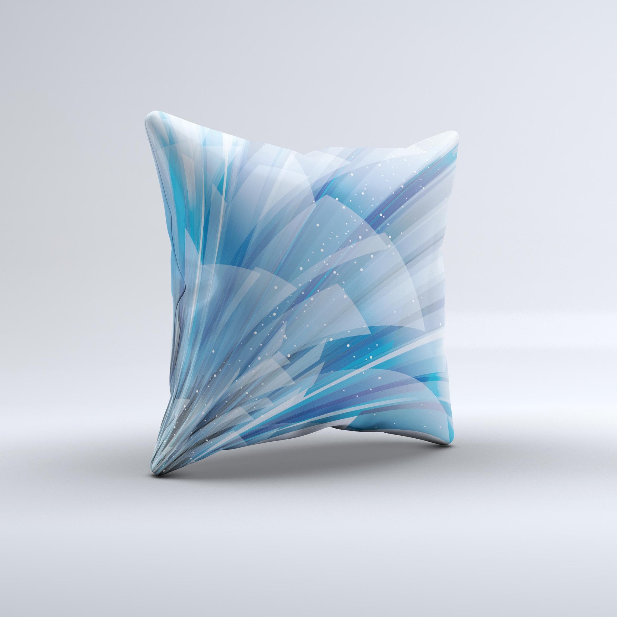 Vibrant Curving Blue HD Lines Decorative Throw Pillow showcasing unique handcrafted design with high-quality fabric.