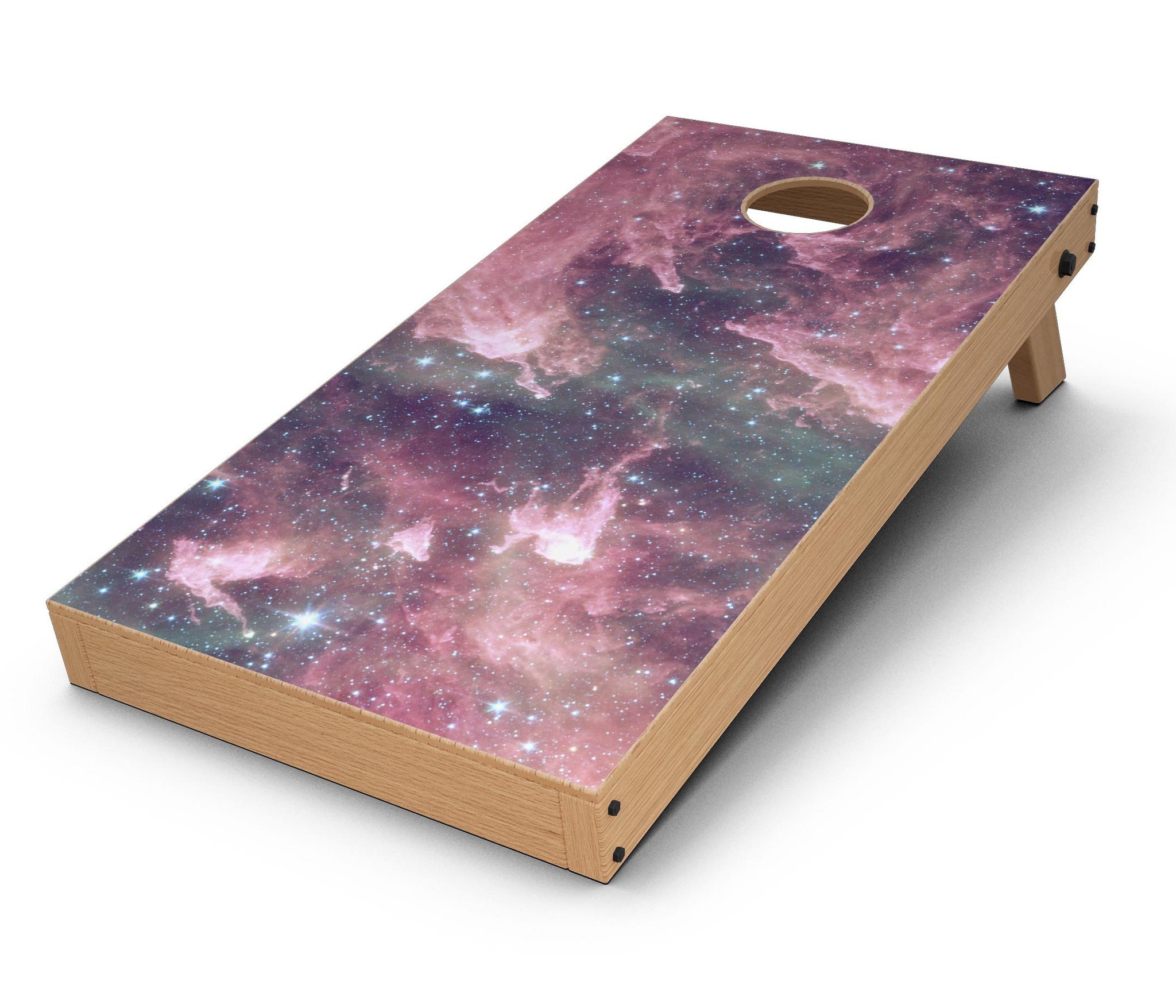 Vibrant Deep Space CornHole Board Skin Decal Kit showcasing colorful cosmic design for custom Cornhole boards.