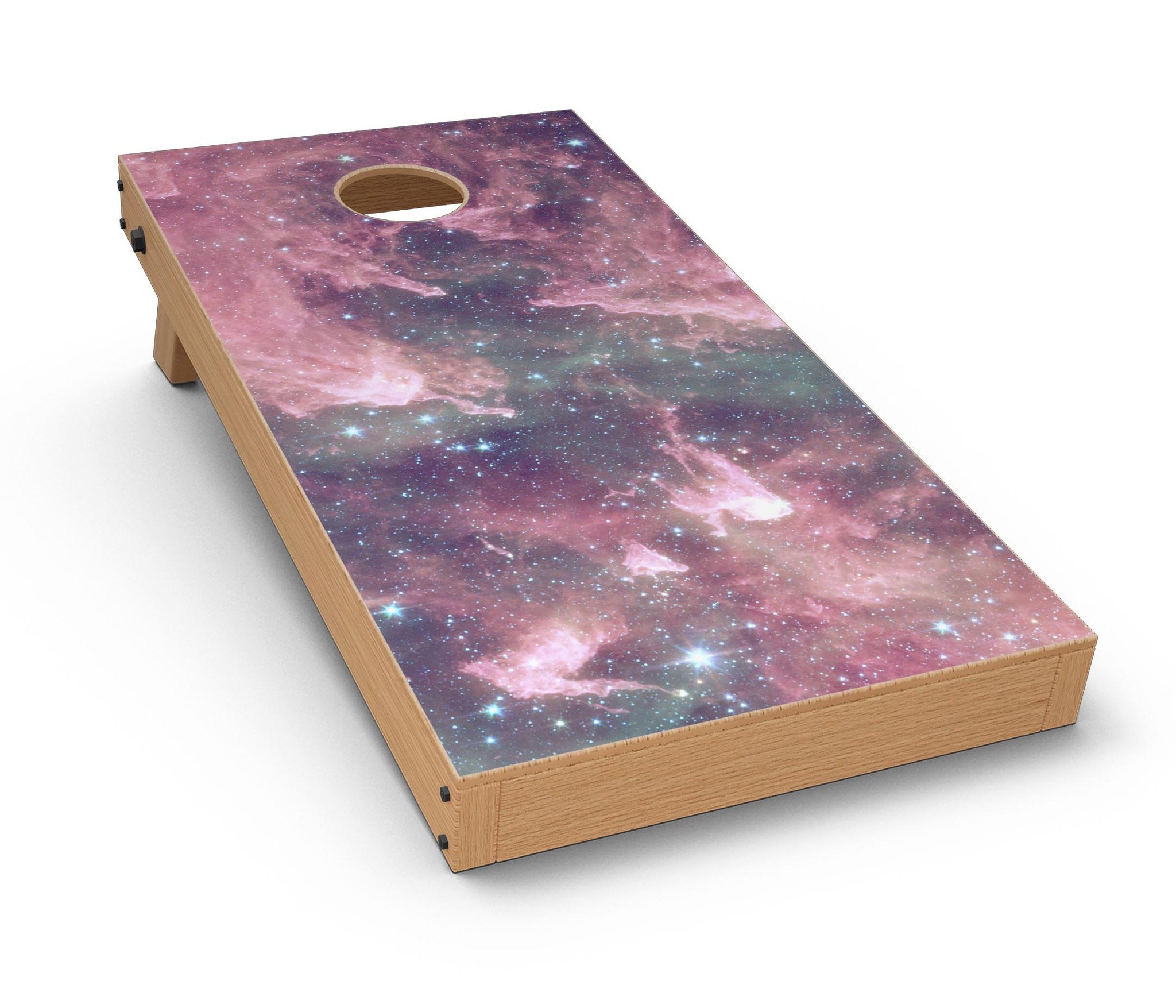 Vibrant Deep Space CornHole Board Skin Decal Kit showcasing colorful cosmic design for custom Cornhole boards.