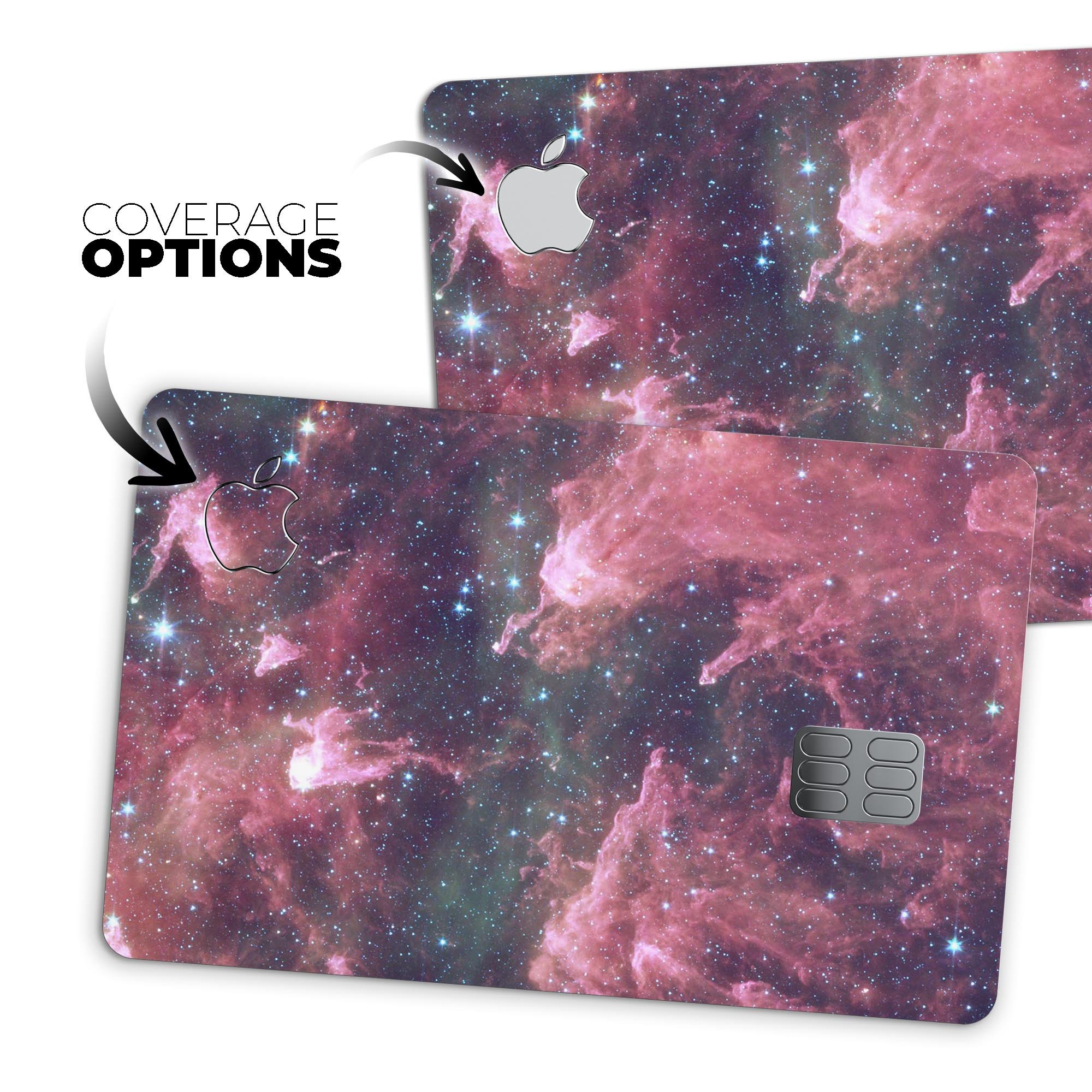 Vibrant Deep Space decal skin-kit for Apple Card, showcasing its premium vinyl material and stylish design.