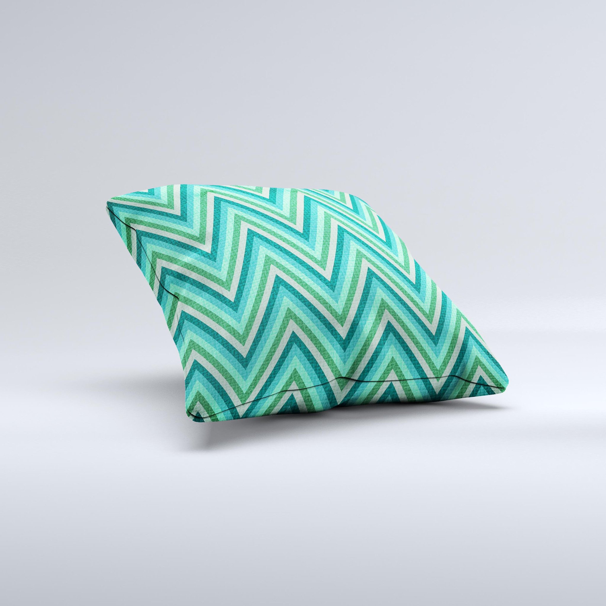 Vibrant green decorative throw pillow featuring a sharp chevron pattern, handcrafted in Virginia with high-quality materials.