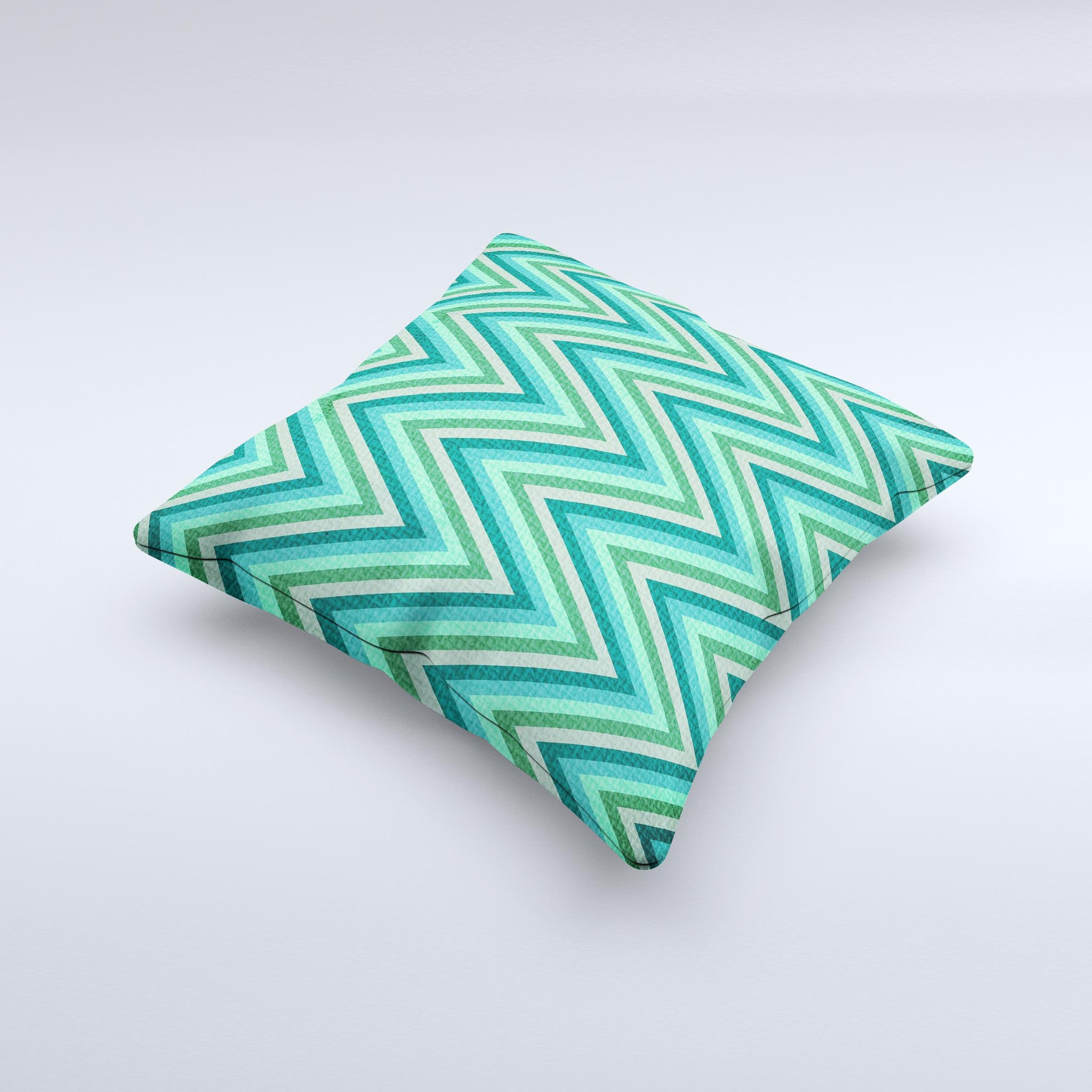 Vibrant green decorative throw pillow featuring a sharp chevron pattern, handcrafted in Virginia with high-quality materials.