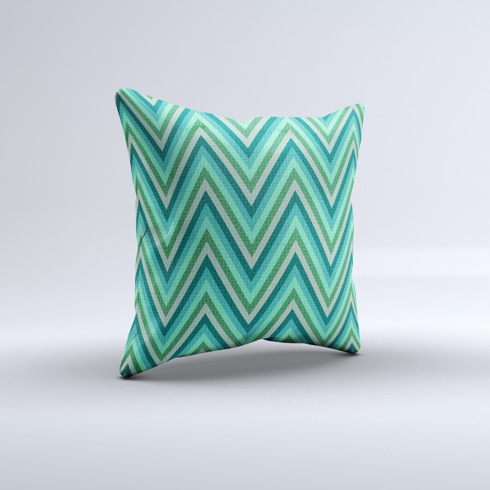 Vibrant green decorative throw pillow featuring a sharp chevron pattern, handcrafted in Virginia with high-quality materials.