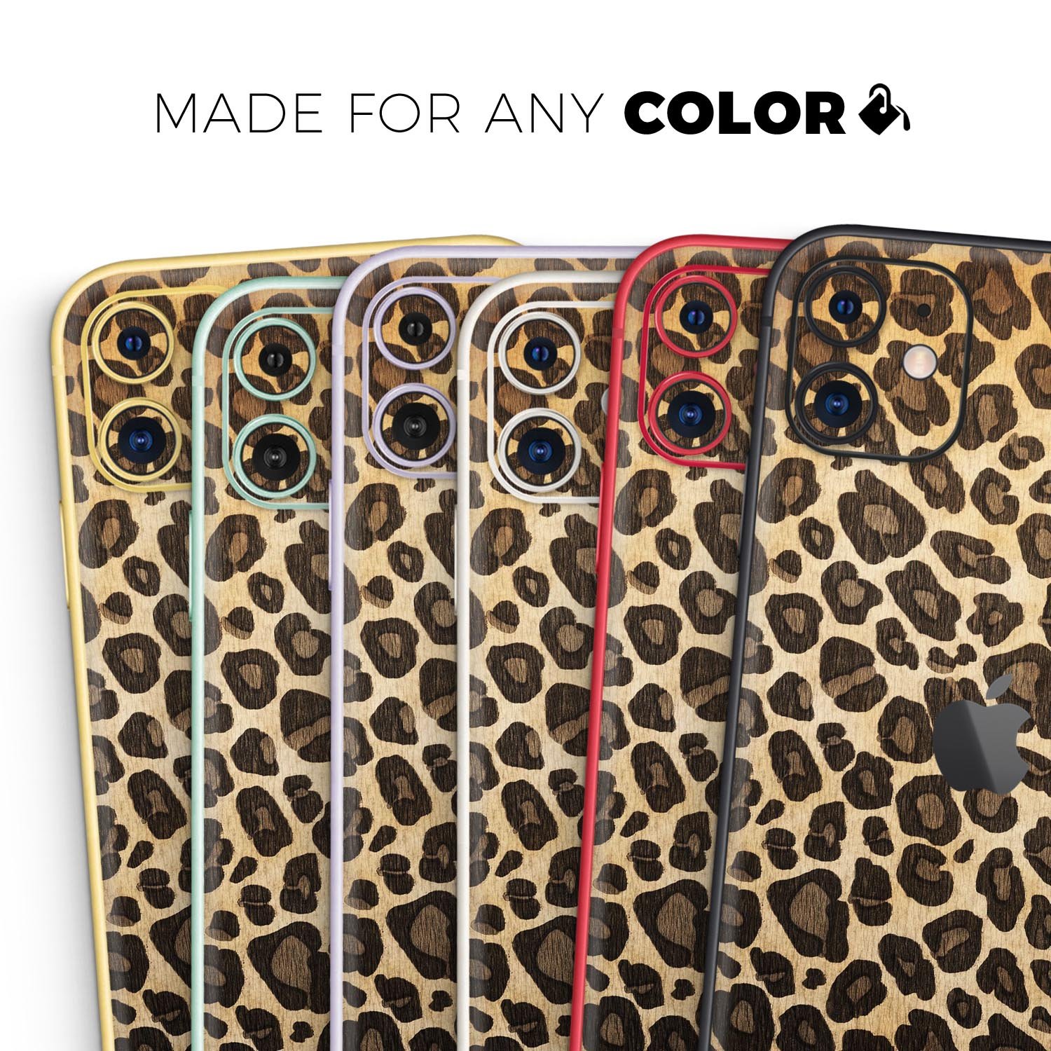 Vibrant leopard print skin for Apple iPhone, showcasing a stylish design and premium quality finish.