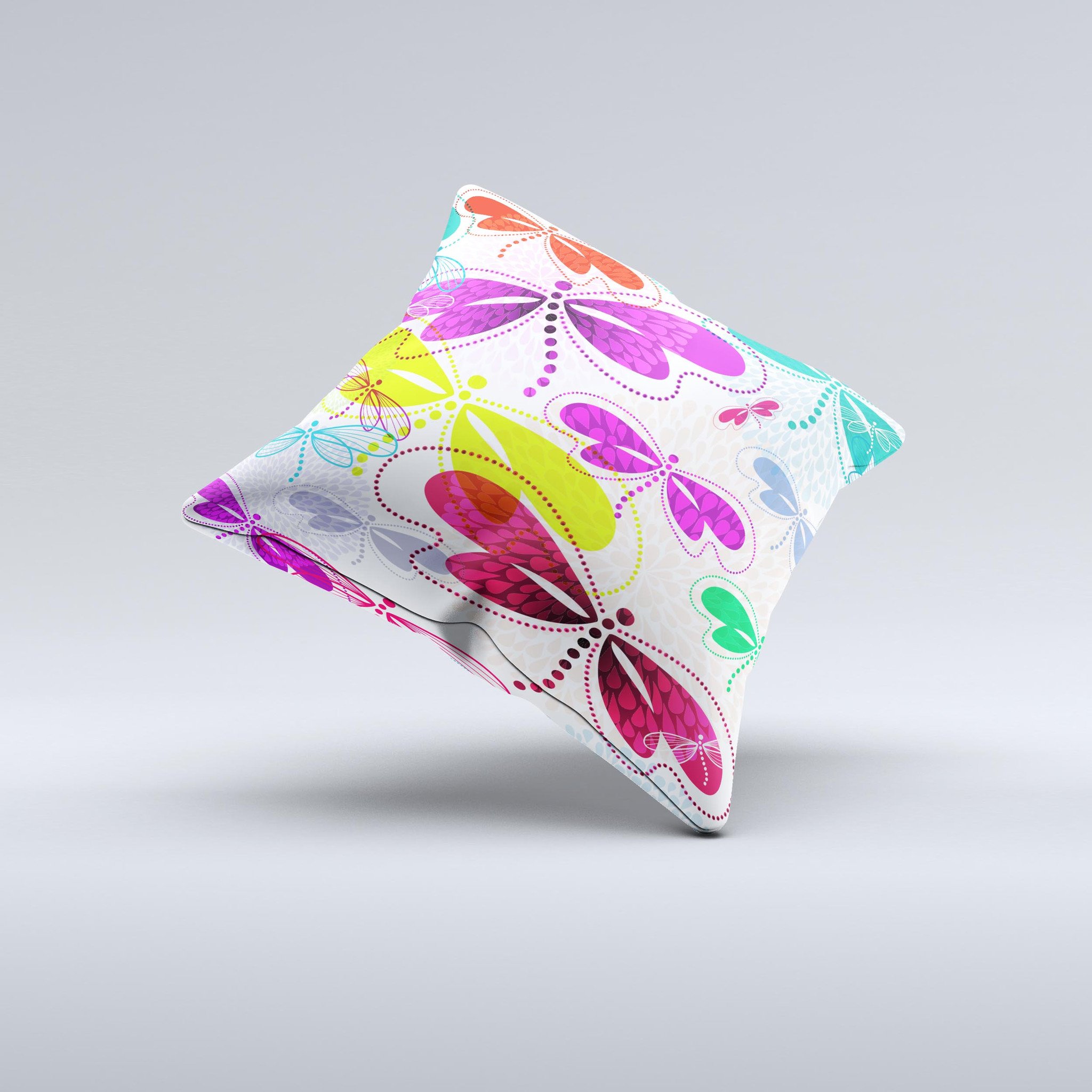 Vibrant Neon Vector Butterflies decorative throw pillow showcasing colorful butterfly designs on a high-quality fabric.