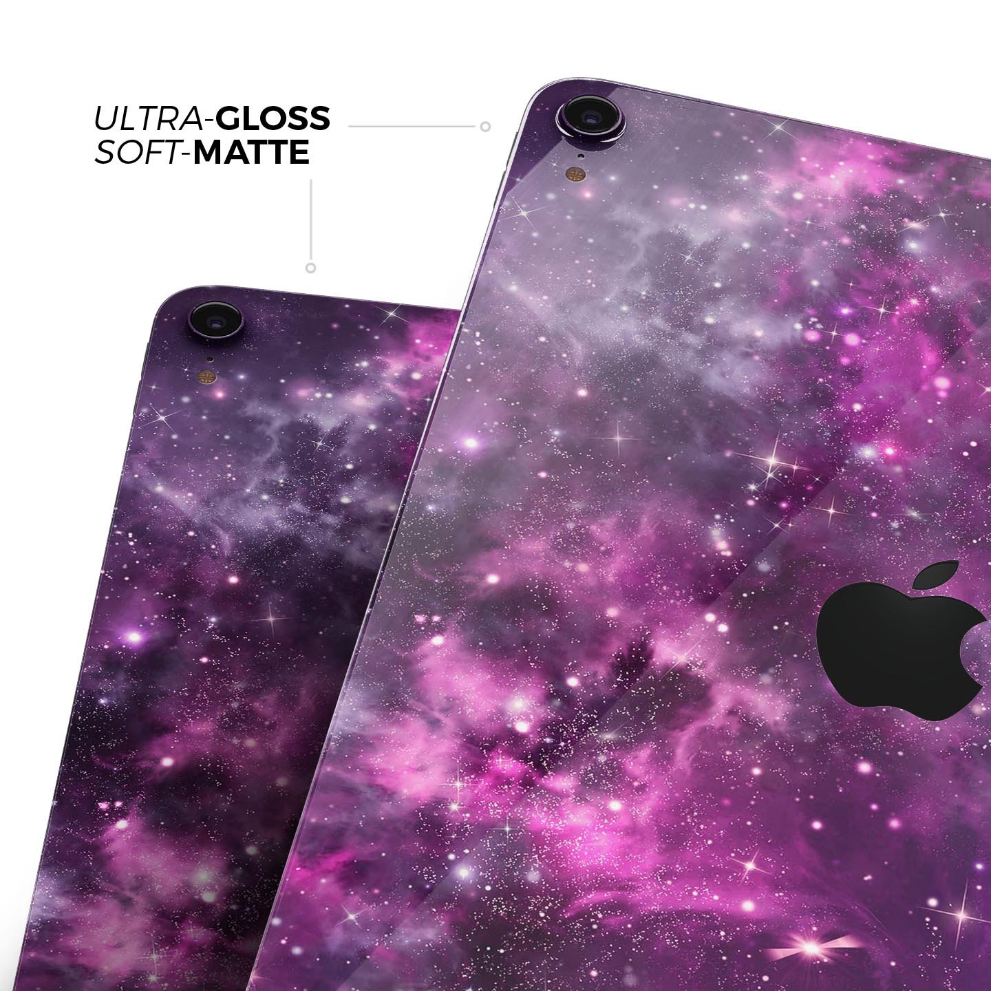 Vibrant Purple Deep Space skin decal for Apple iPad, showcasing a cosmic design with deep purple hues and a glossy finish.