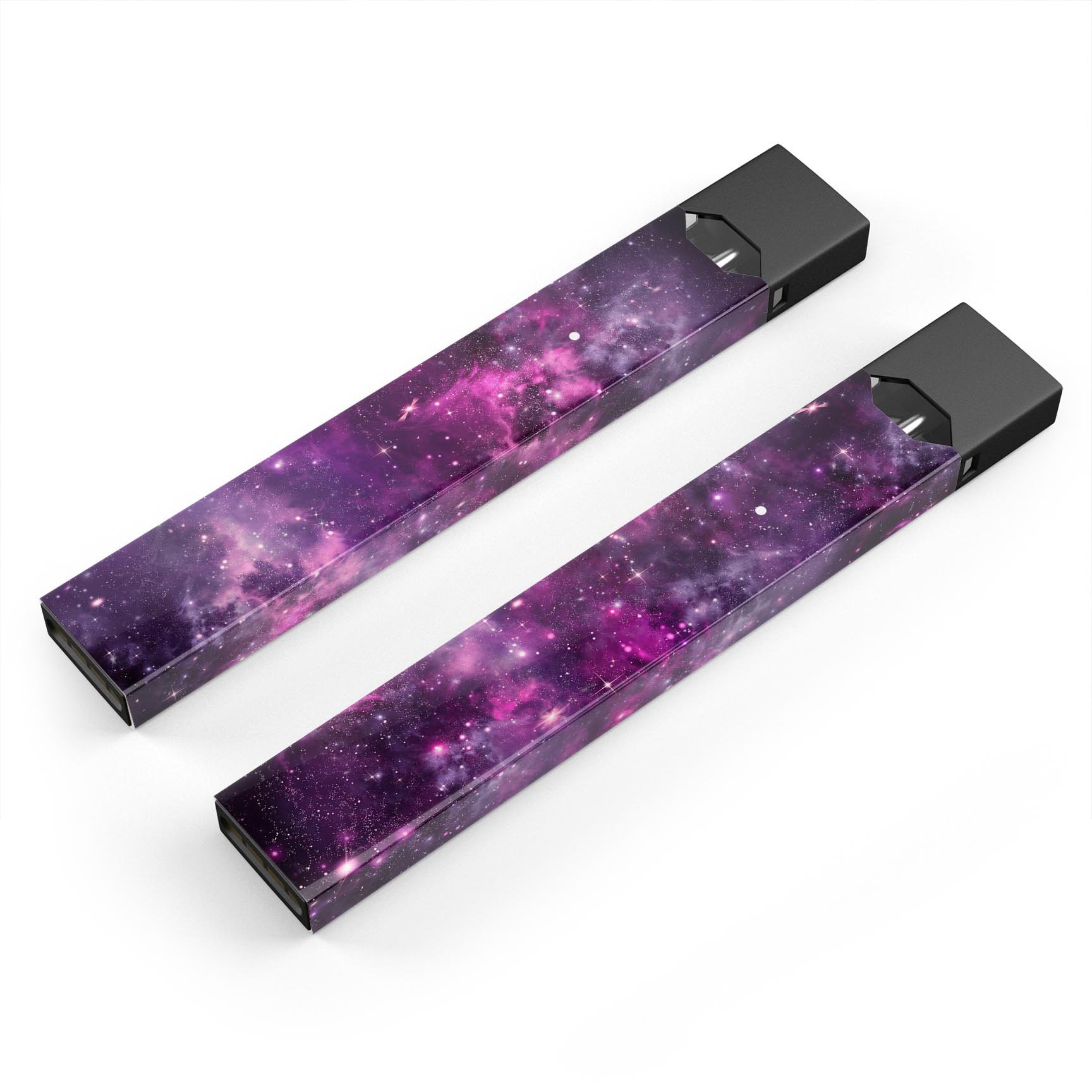 Vibrant Purple Deep Space skin-wrap sticker for JUUL device, showcasing its colorful design and protective features.