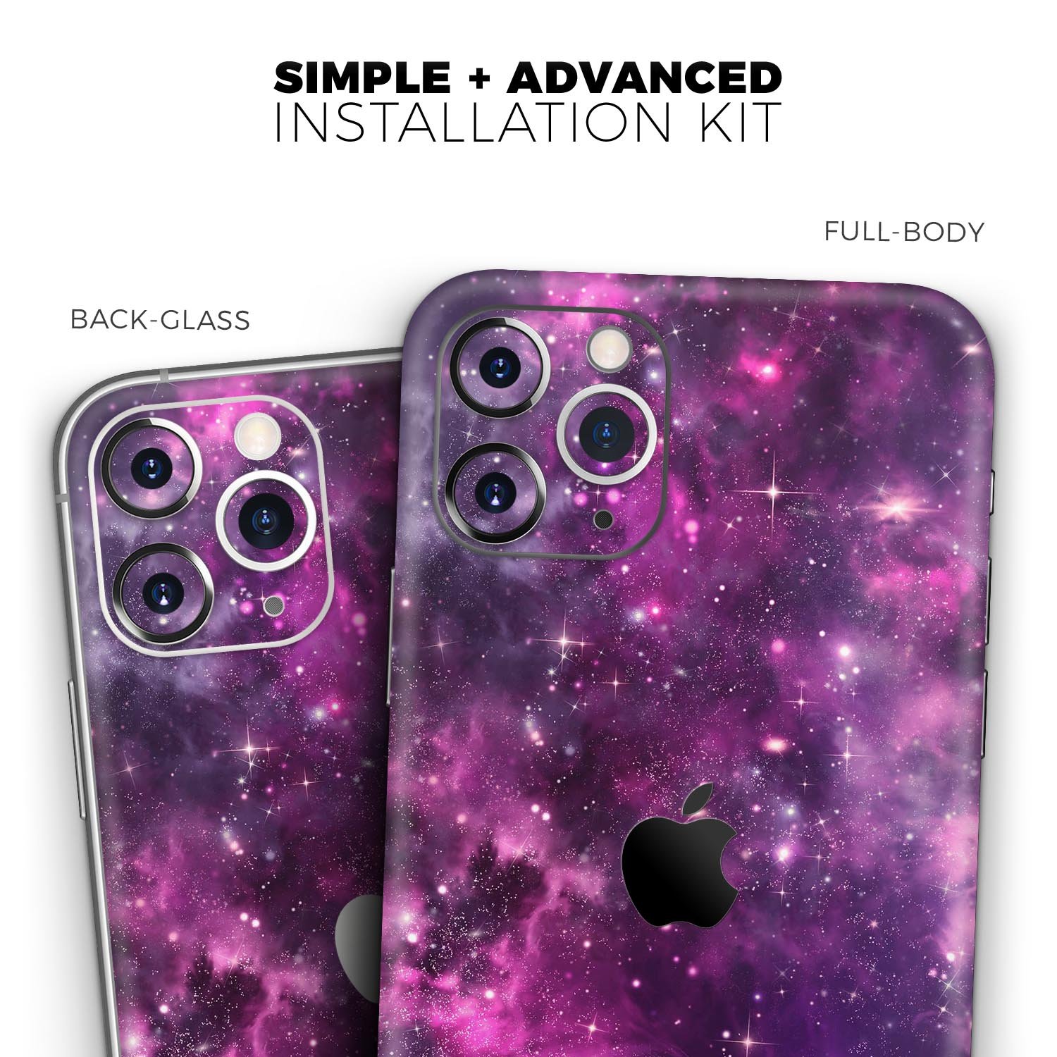 Vibrant Purple Deep Space Skin-Kit for Apple iPhone, showcasing a sleek design and premium finish.