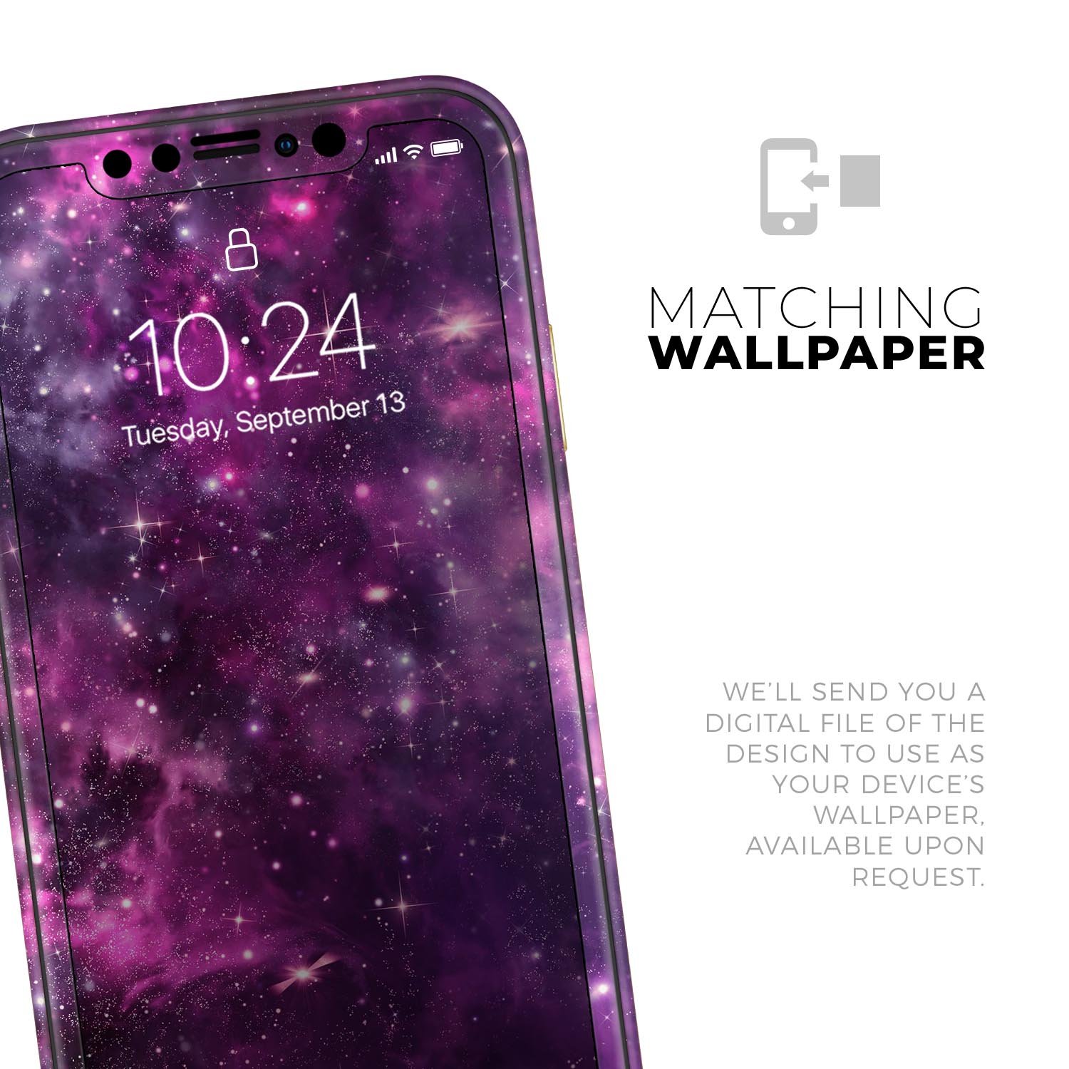 Vibrant Purple Deep Space Skin-Kit for Apple iPhone, showcasing a sleek design and premium finish.