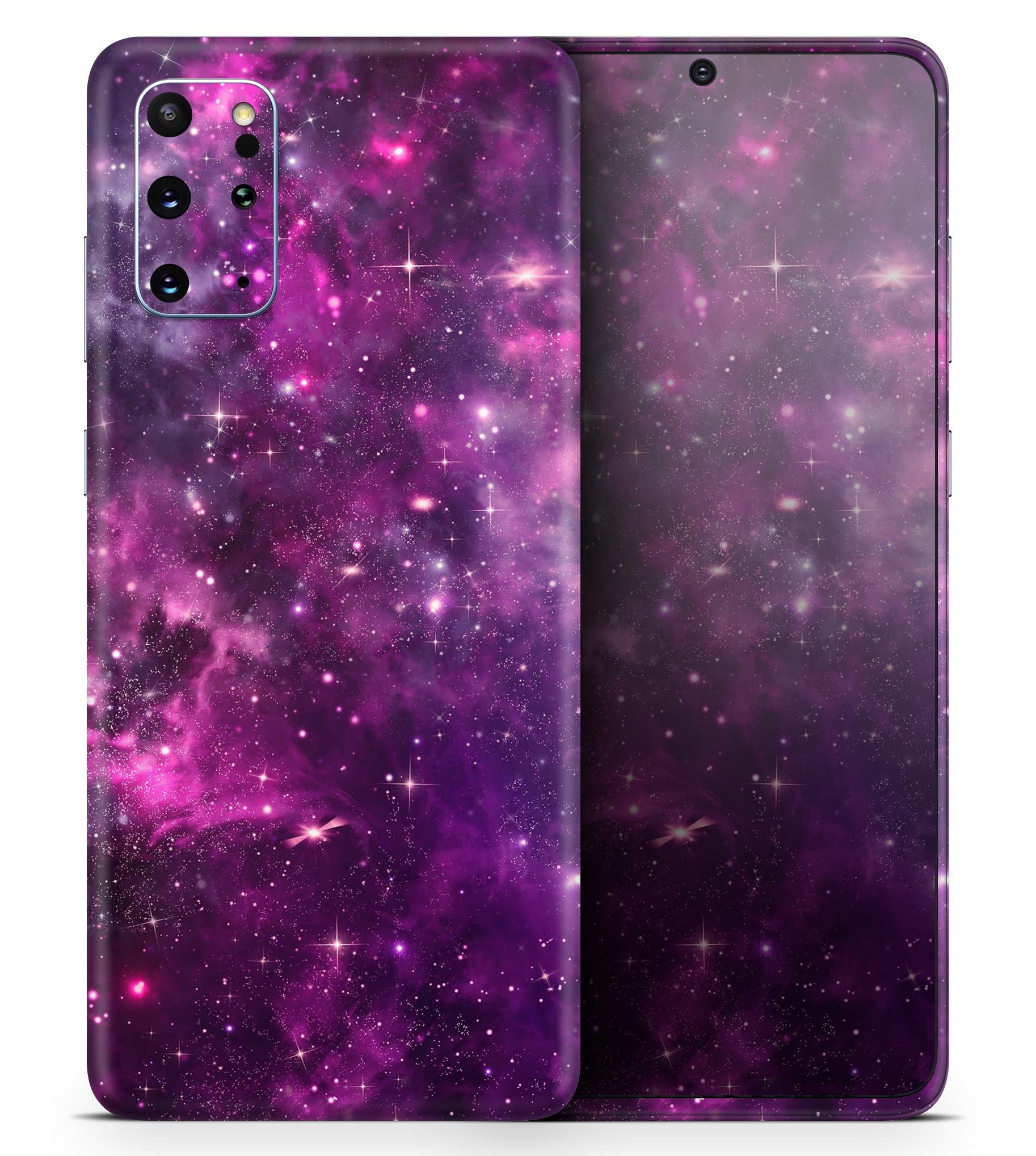 Vibrant Purple Deep Space Skin-Kit for Samsung Galaxy S-Series, showcasing a stylish design with a glossy finish.