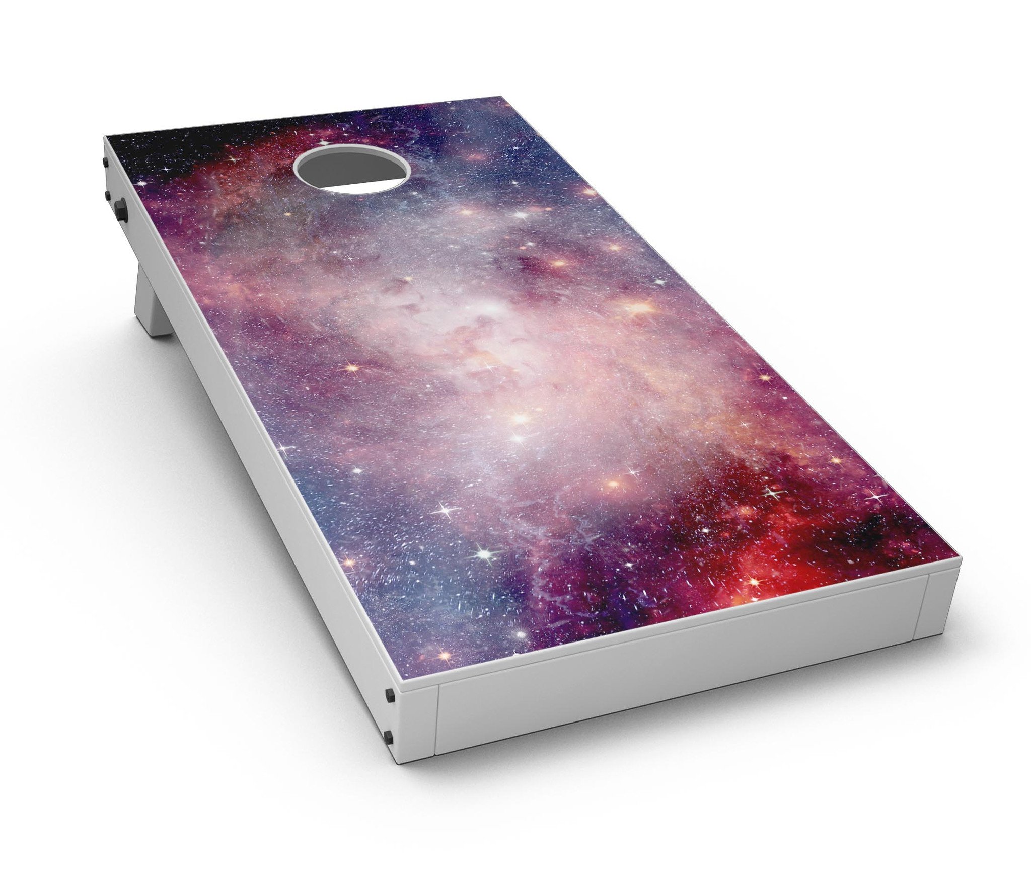 Vibrant Space CornHole Board Skin Decal Kit featuring colorful vinyl wraps for custom Cornhole boards.