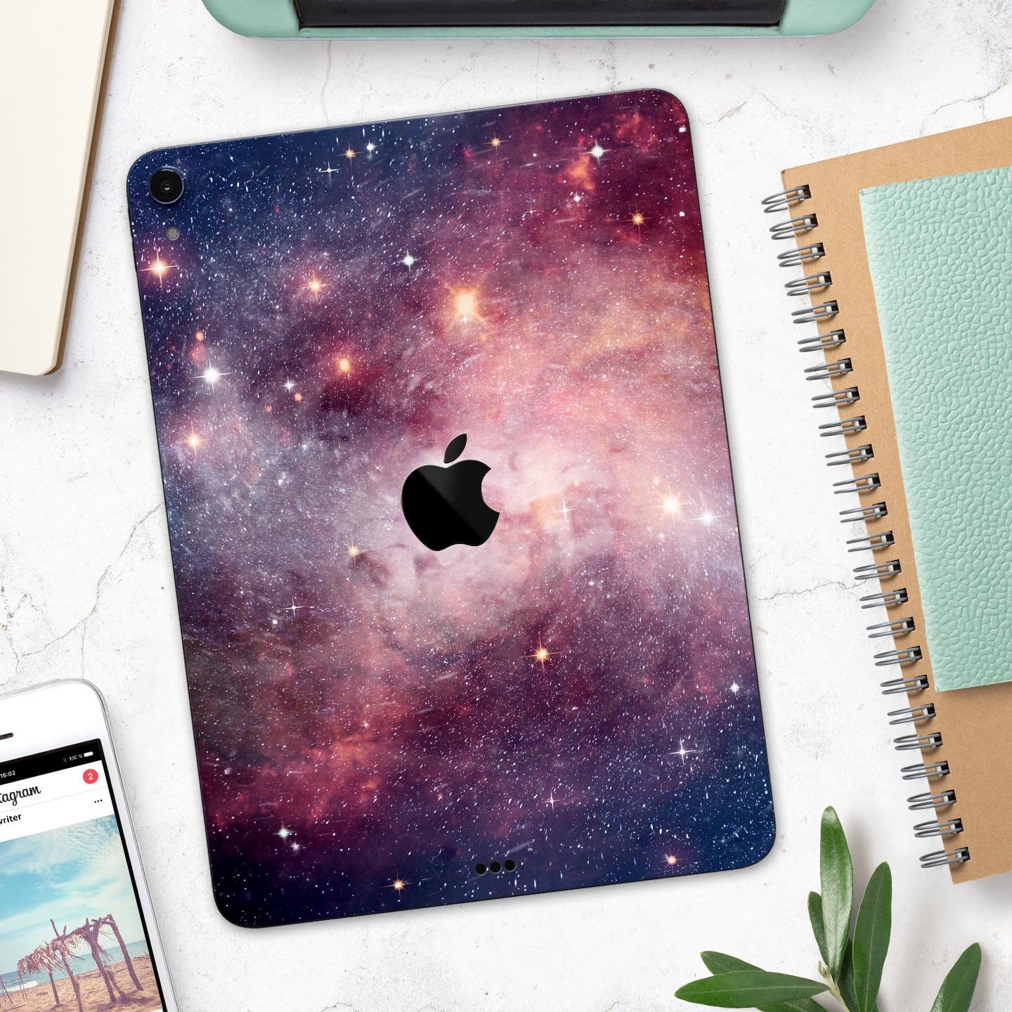 Vibrant Space Full Body Skin Decal for Apple iPad Pro 12.9", showcasing its colorful design and premium 3M material.