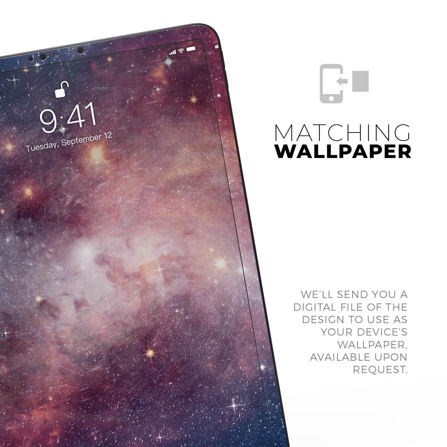 Vibrant Space Full Body Skin Decal for Apple iPad Pro 12.9", showcasing its colorful design and premium 3M material.