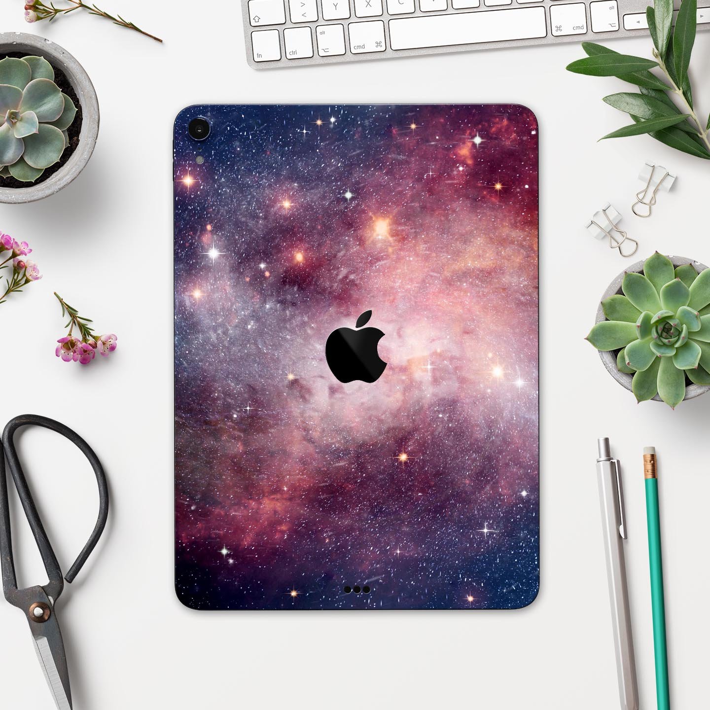 Vibrant Space Full Body Skin Decal for Apple iPad Pro 12.9", showcasing its colorful design and premium 3M material.