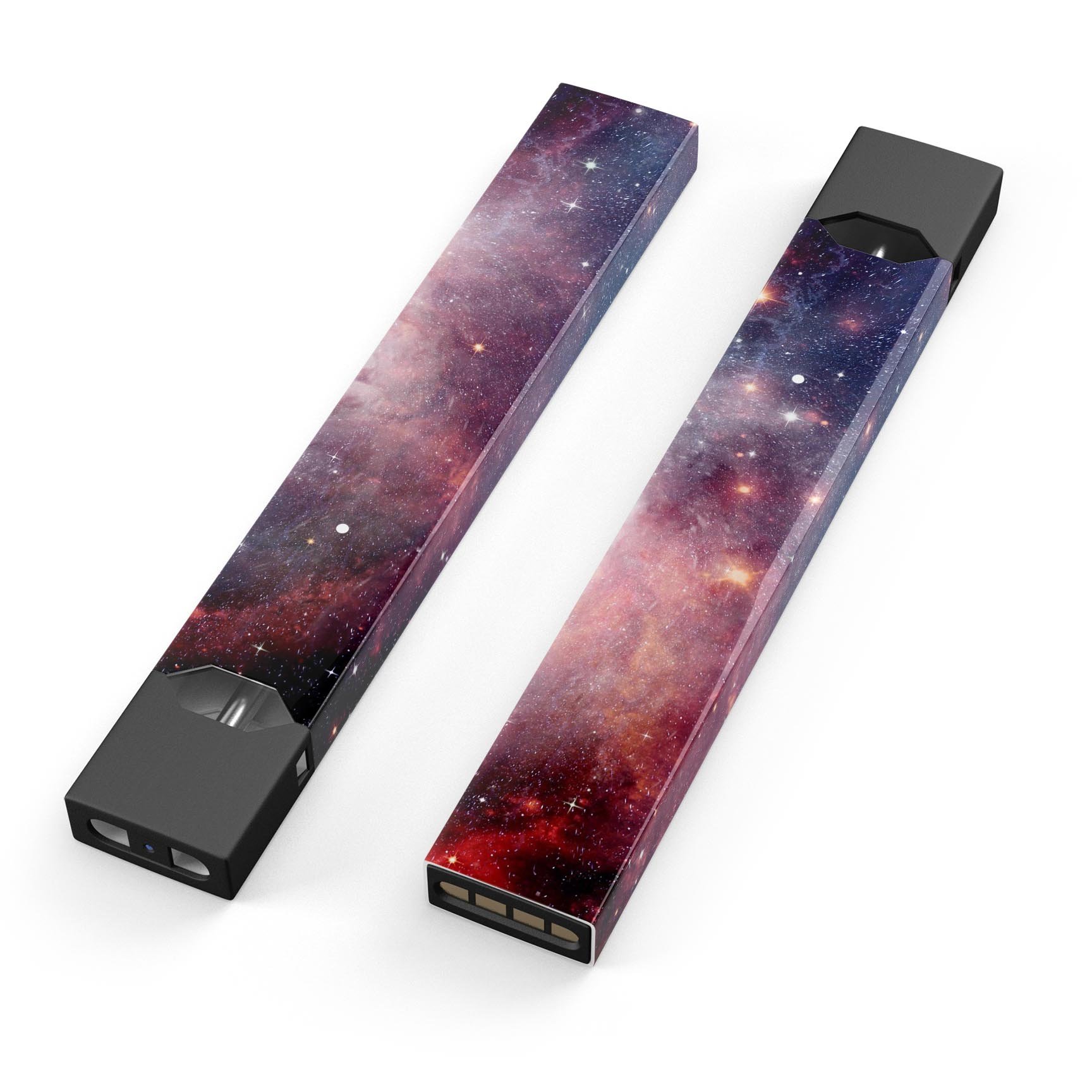 Vibrant Space Premium Decal Skin-Wrap Sticker applied to a JUUL device, showcasing its vibrant design and precise fit.