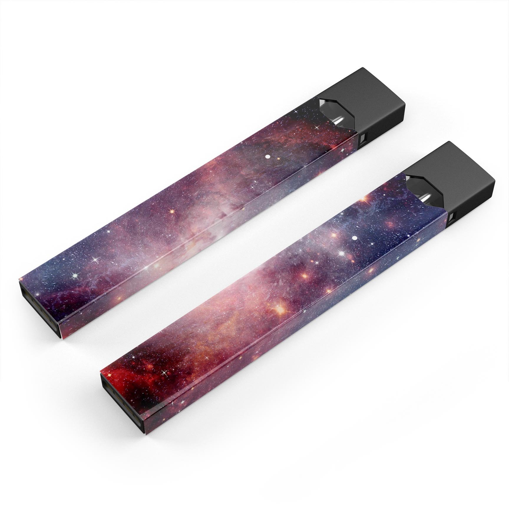 Vibrant Space Premium Decal Skin-Wrap Sticker applied to a JUUL device, showcasing its vibrant design and precise fit.