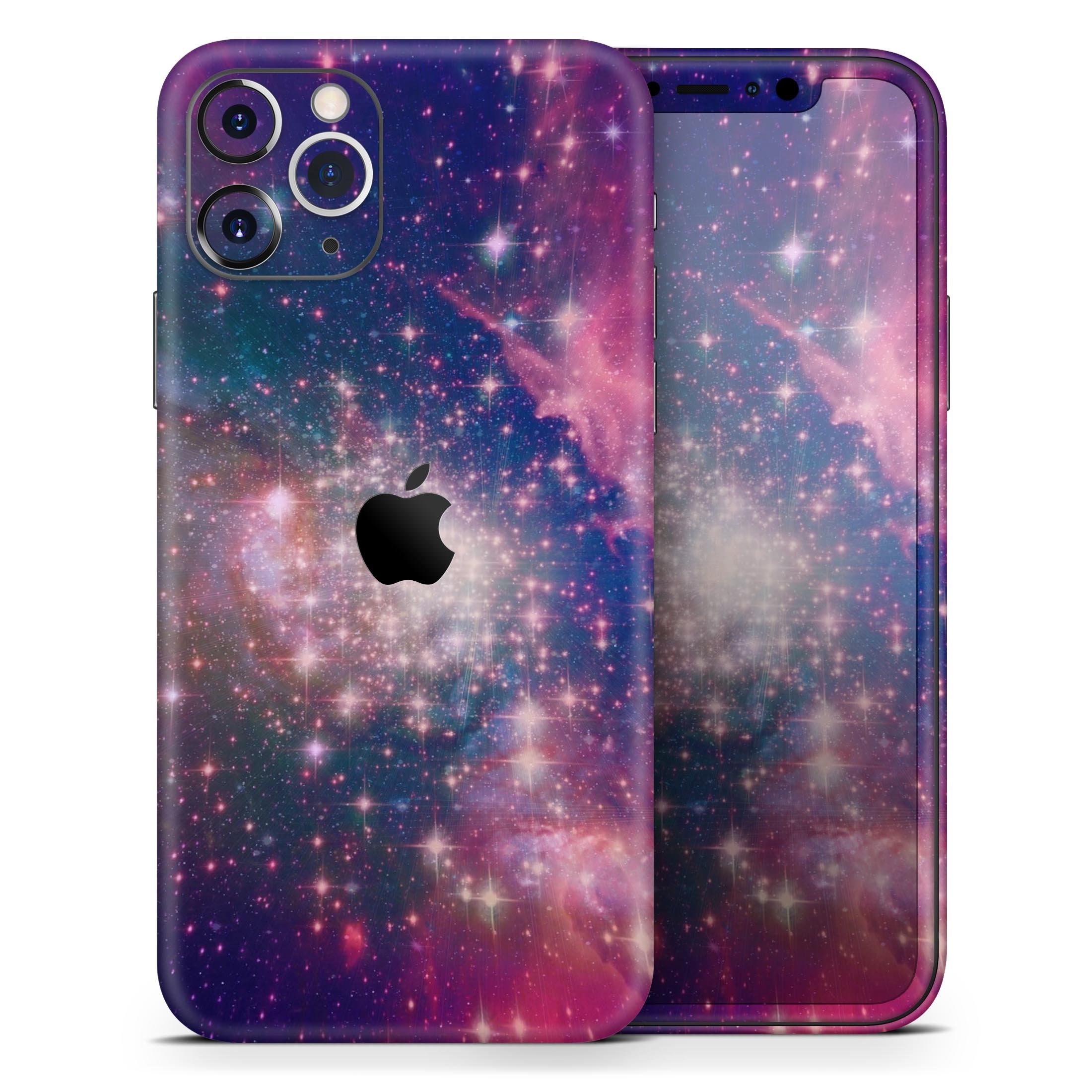 Vibrant sparkly pink skin for Apple iPhone, showcasing a stylish design with a glossy finish.