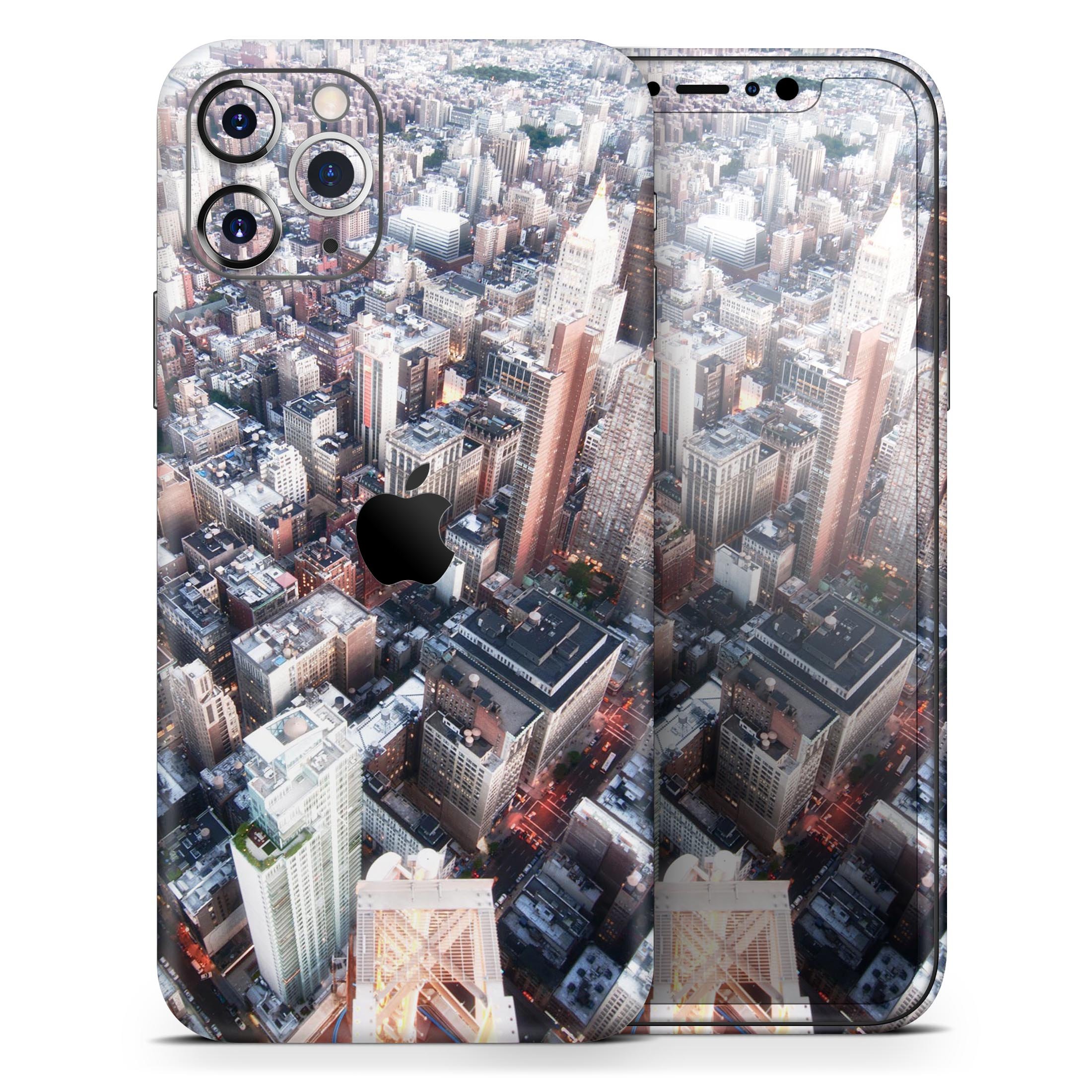 Vintage Aerial Cityscape Skin-Kit for Apple iPhone, showcasing vibrant design and premium vinyl material.