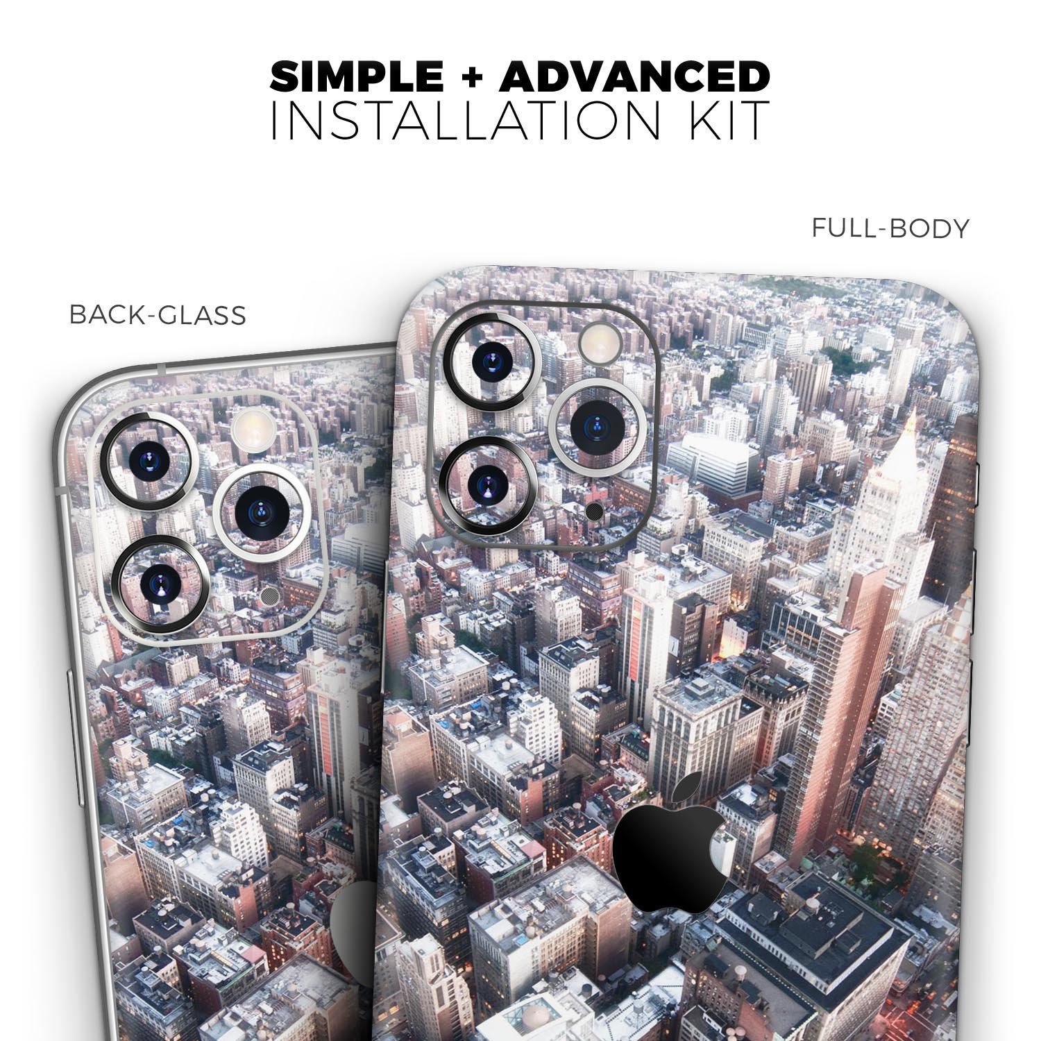 Vintage Aerial Cityscape Skin-Kit for Apple iPhone, showcasing vibrant design and premium vinyl material.