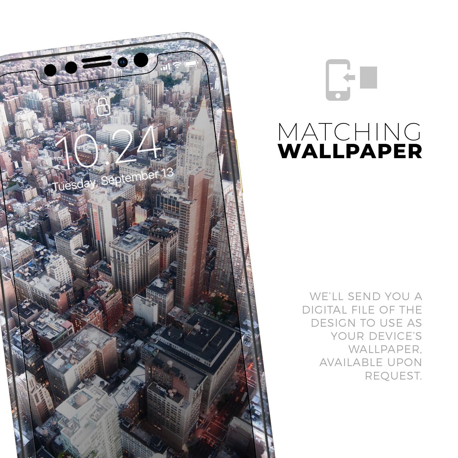 Vintage Aerial Cityscape Skin-Kit for Apple iPhone, showcasing vibrant design and premium vinyl material.