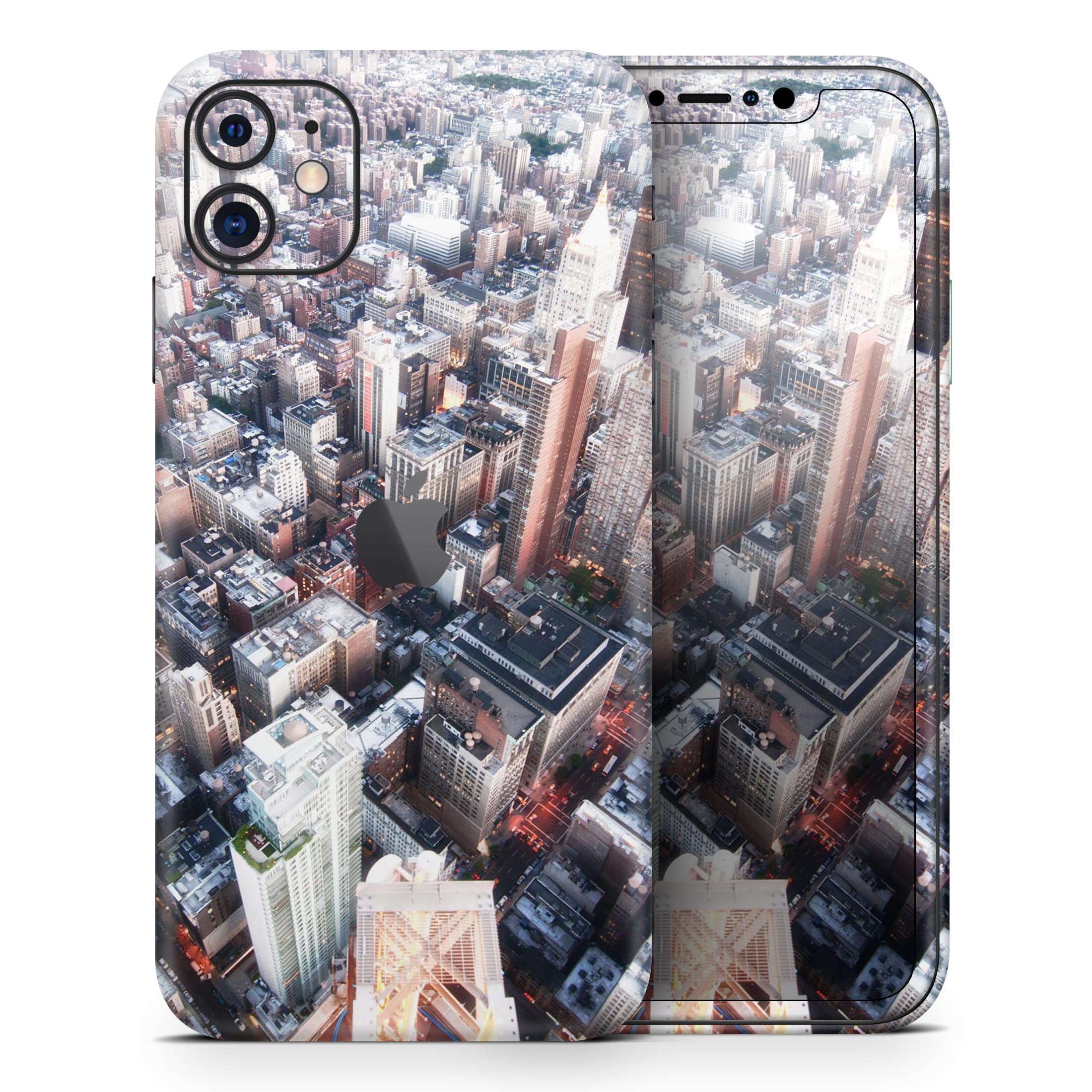 Vintage Aerial Cityscape Skin-Kit for Apple iPhone, showcasing vibrant design and premium vinyl material.